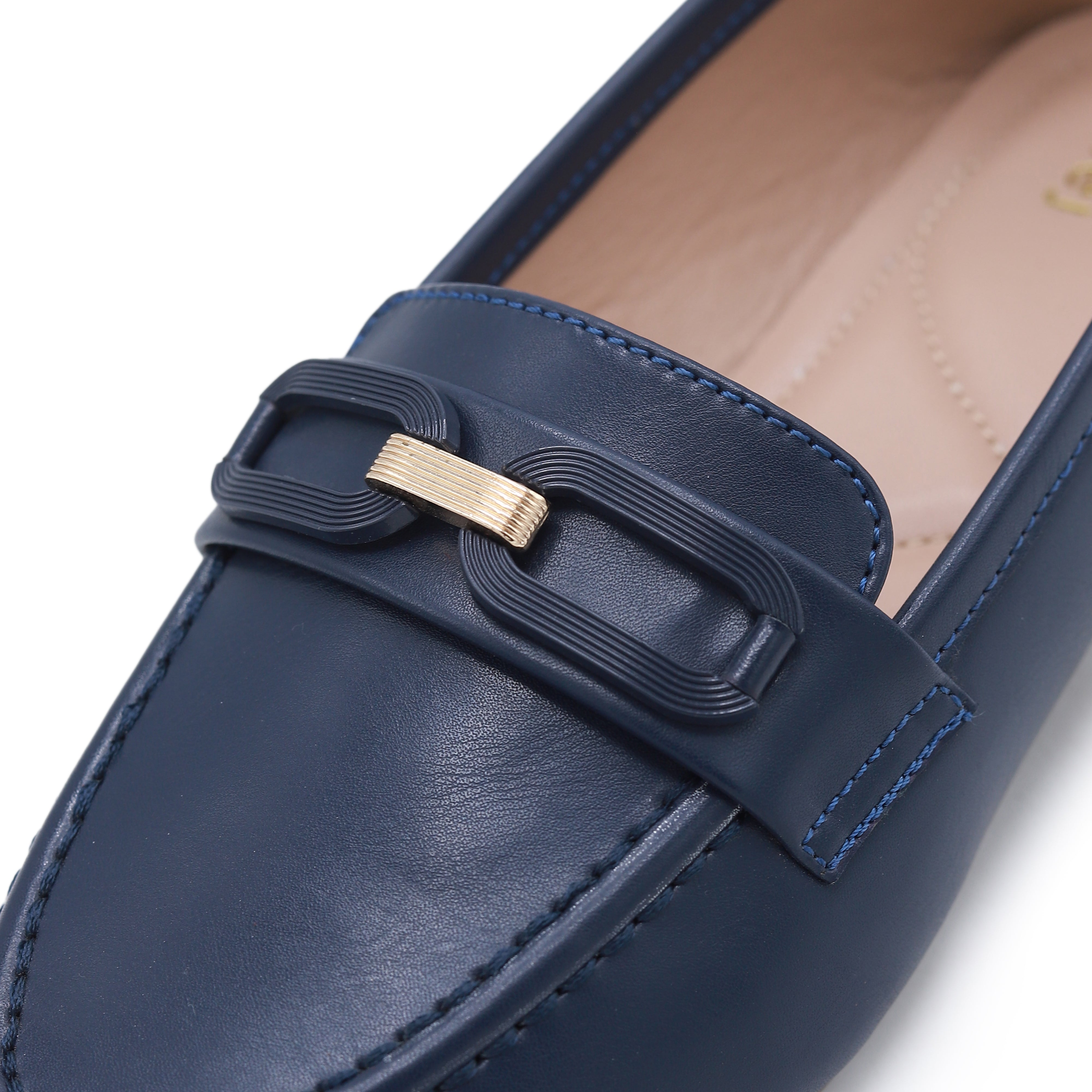 Navy Buckle Loafers -8004406