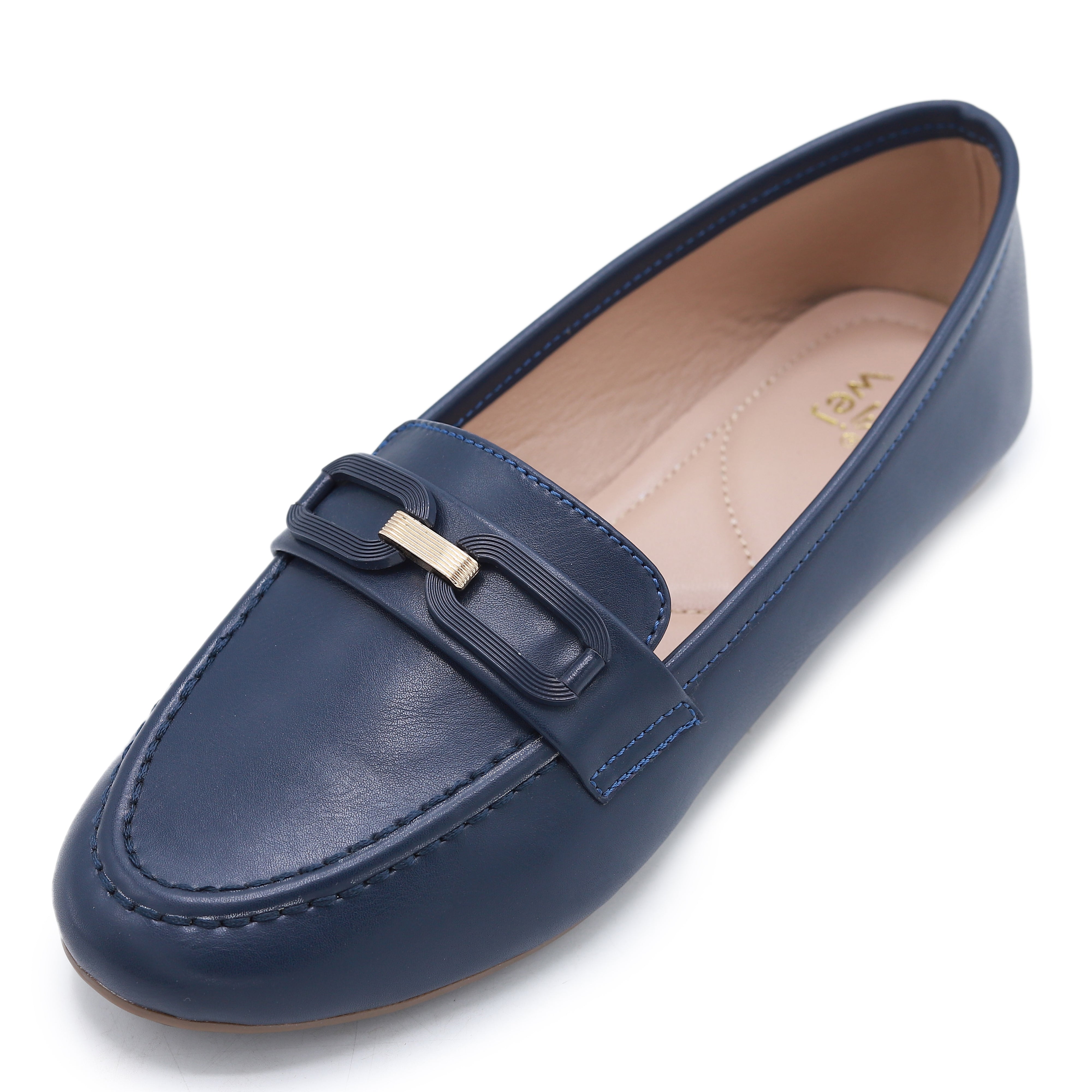 Navy Buckle Loafers -8004406