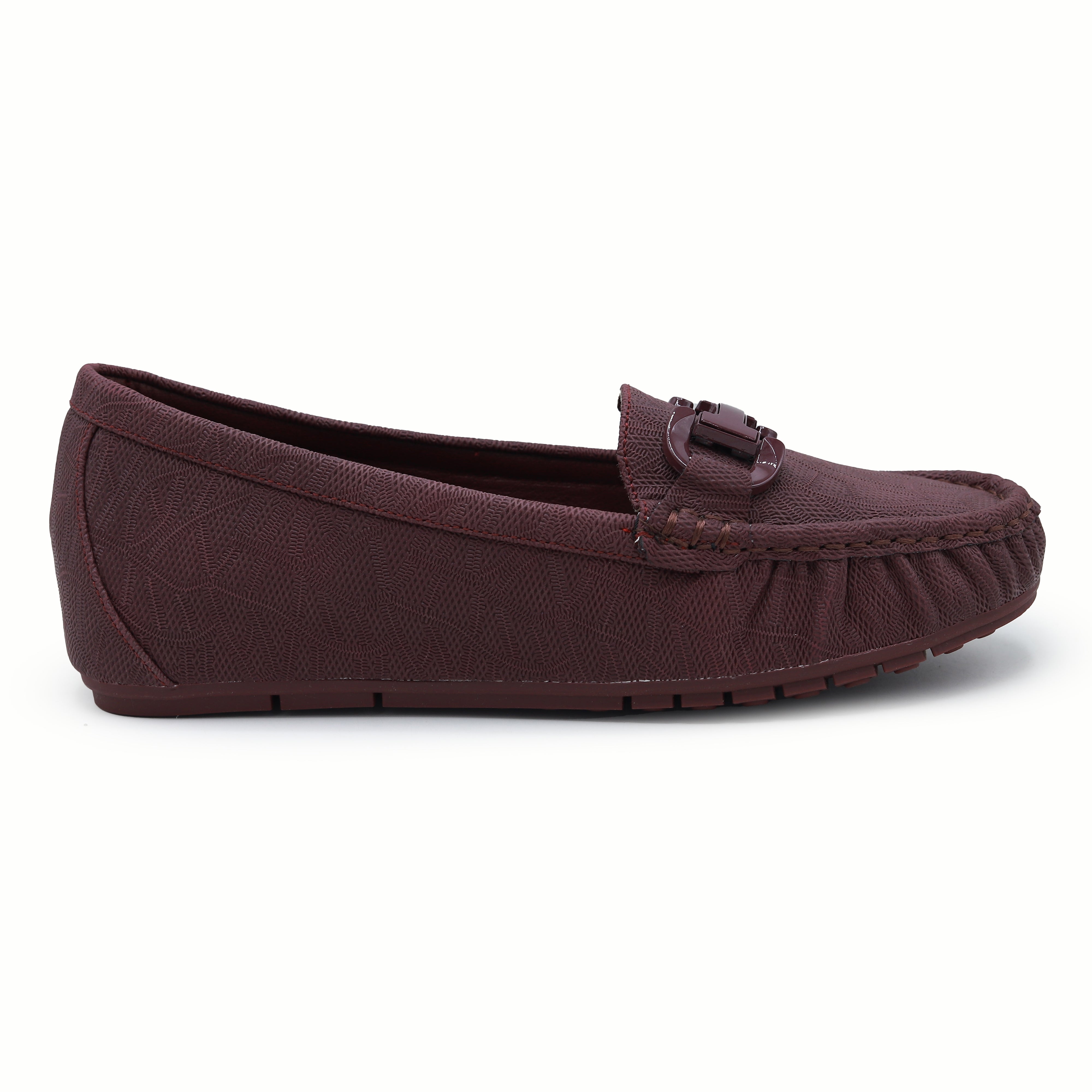Moccasin Loafers - Women's Tonal Buckle Shoes 8004358 Maroon