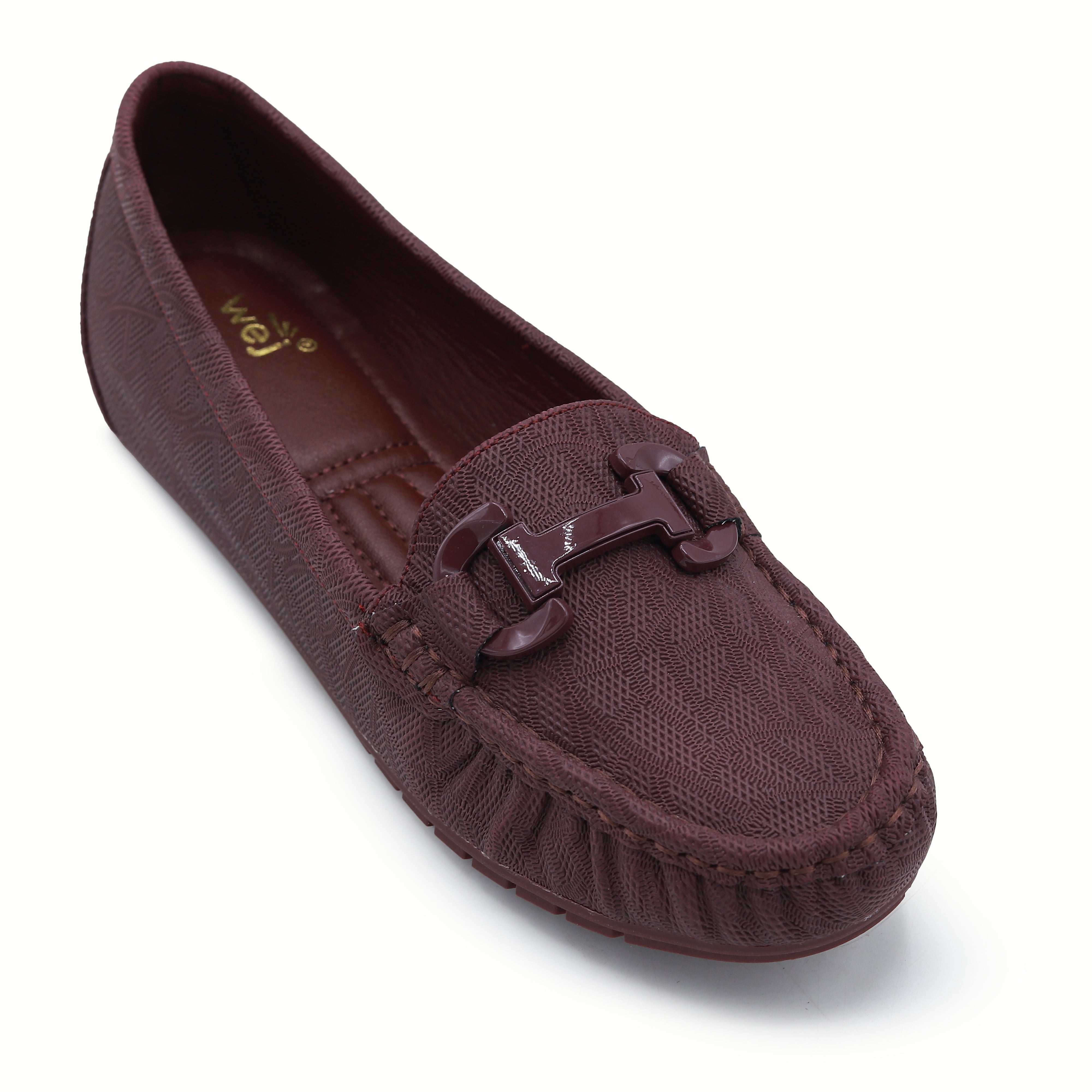 Moccasin Loafers - Women's Tonal Buckle Shoes 8004358 Maroon