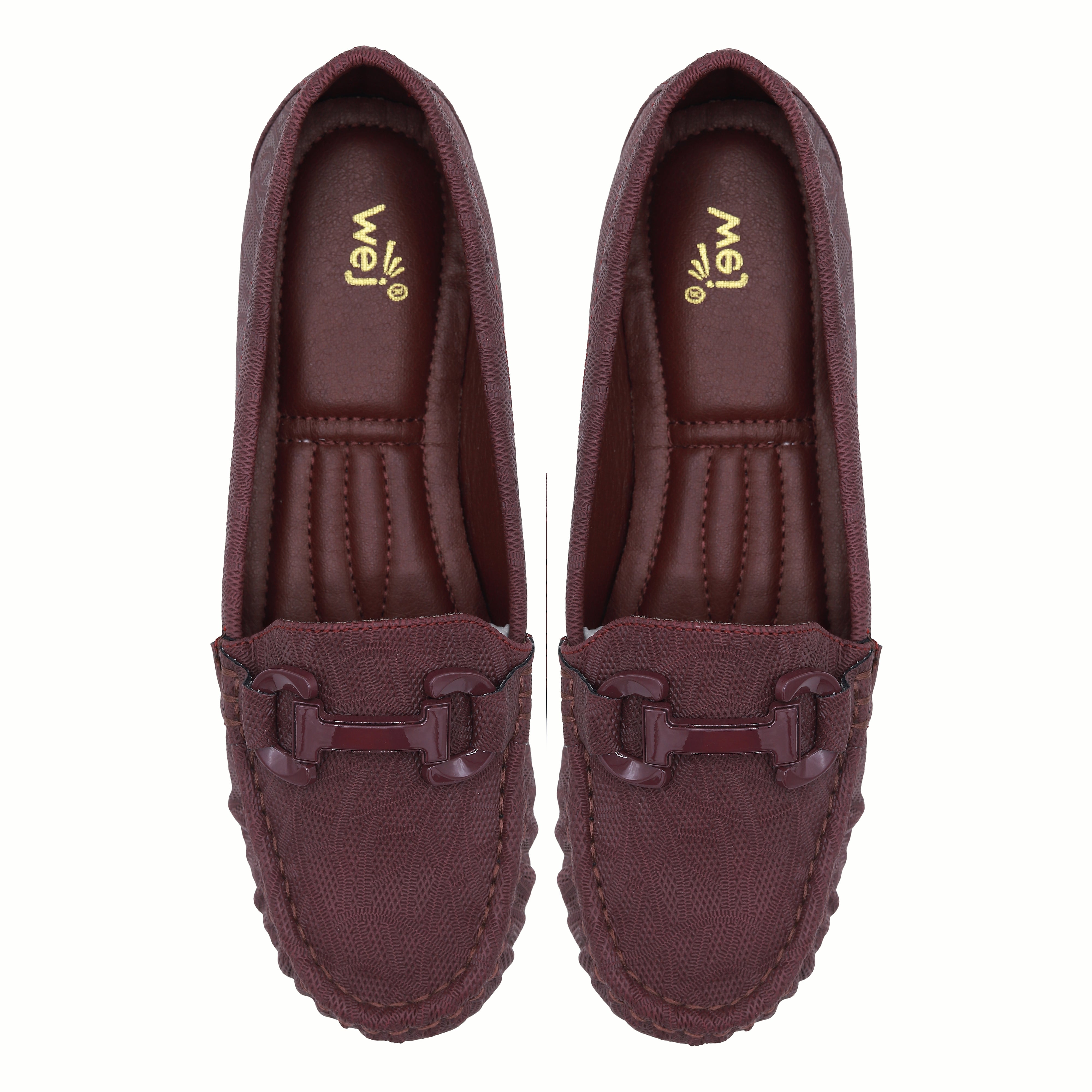 Moccasin Loafers - Women's Tonal Buckle Shoes 8004358 Maroon