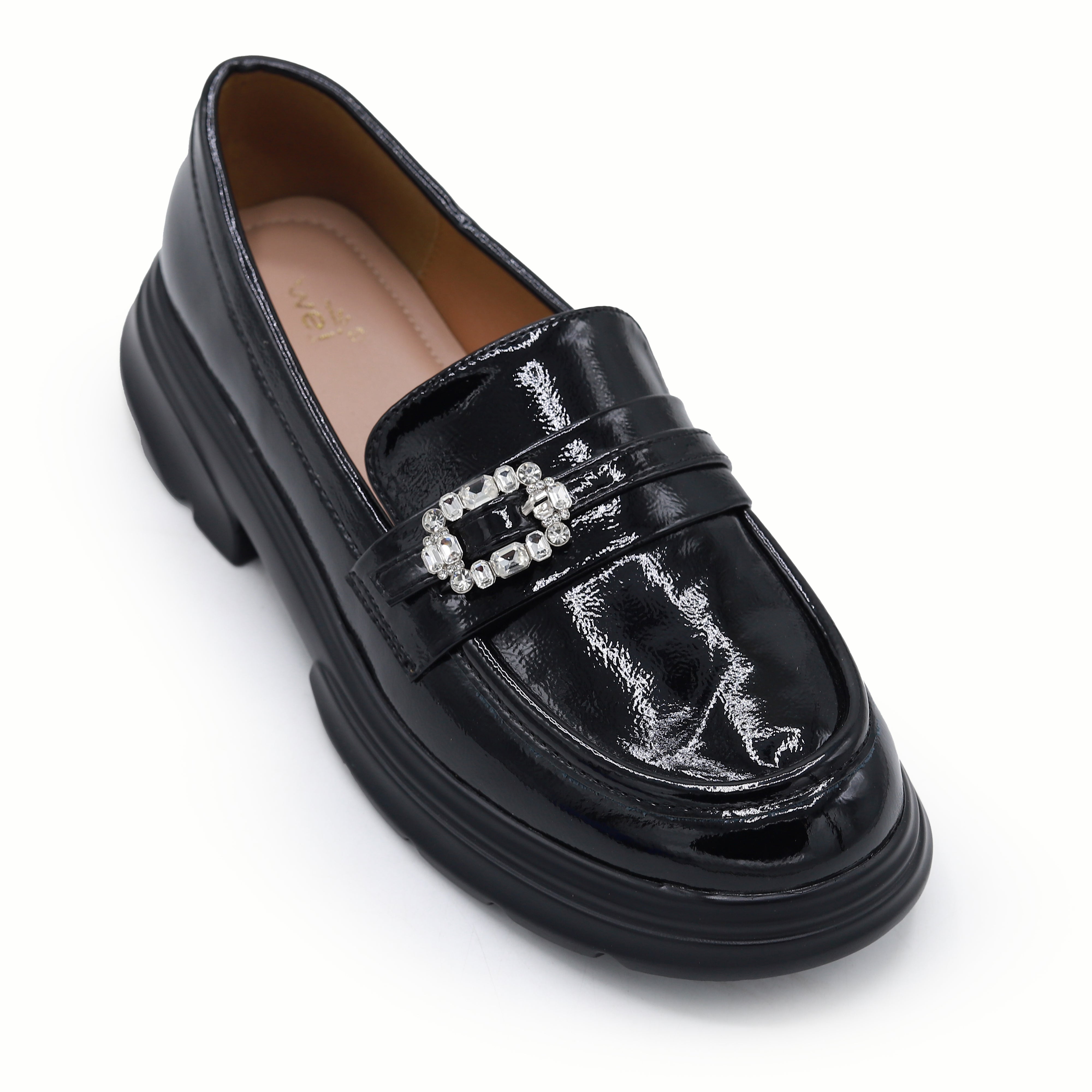 Patent Platform Loafers - Women's Lug Sole Dress Shoes 8004423 Black