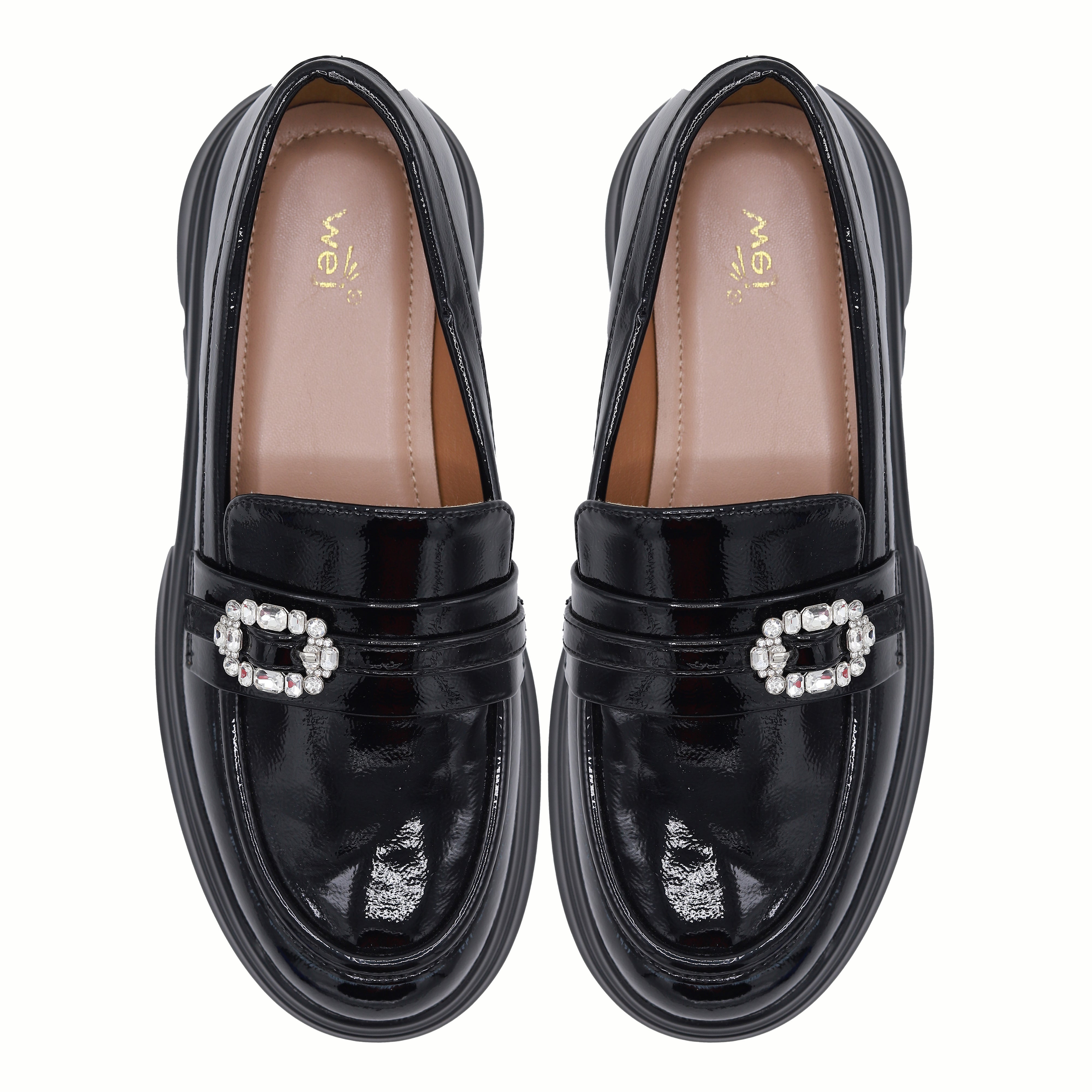 Patent Platform Loafers - Women's Lug Sole Dress Shoes 8004423 Black