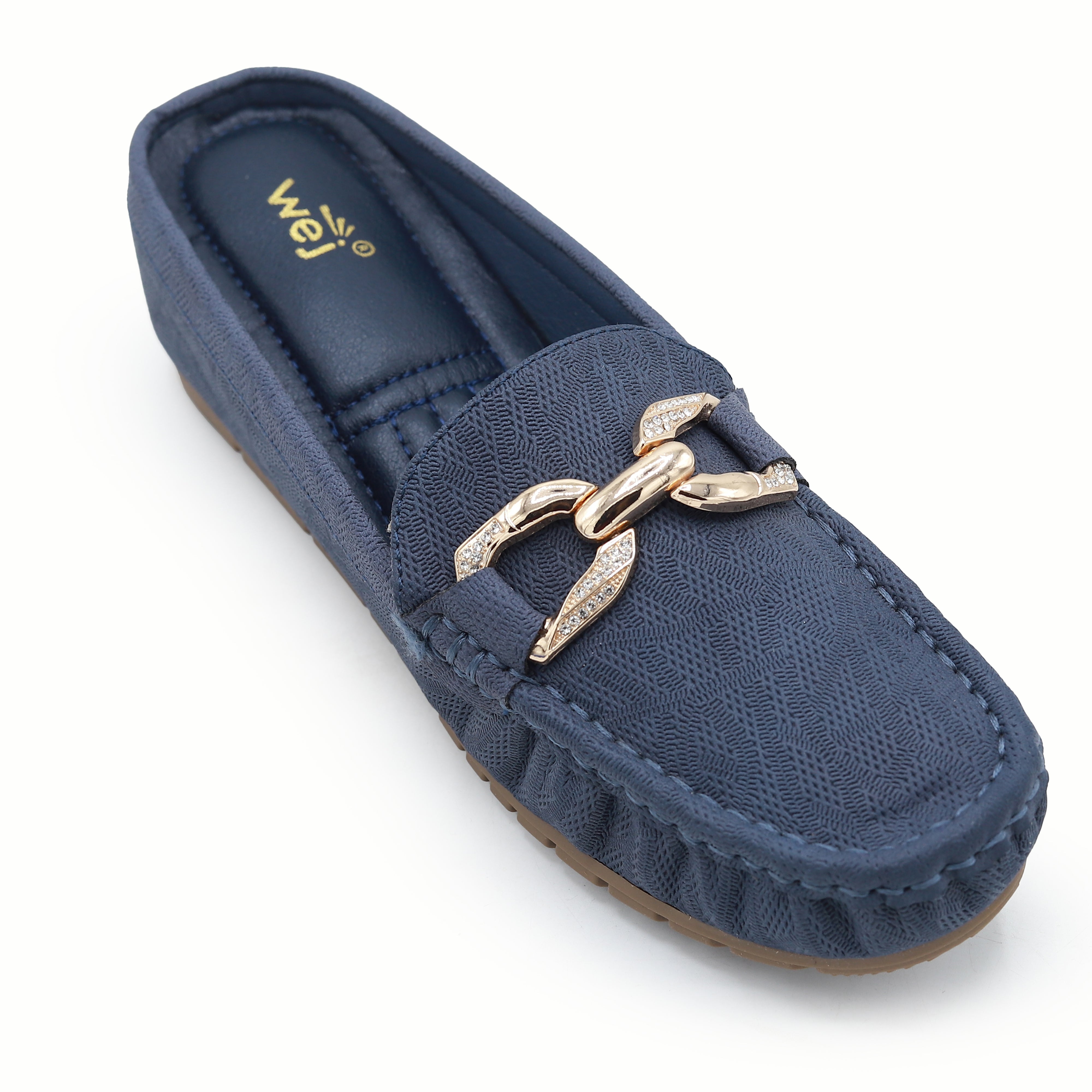 Textured Loafer Mule Women's Backless Comfort 8007216 Navy