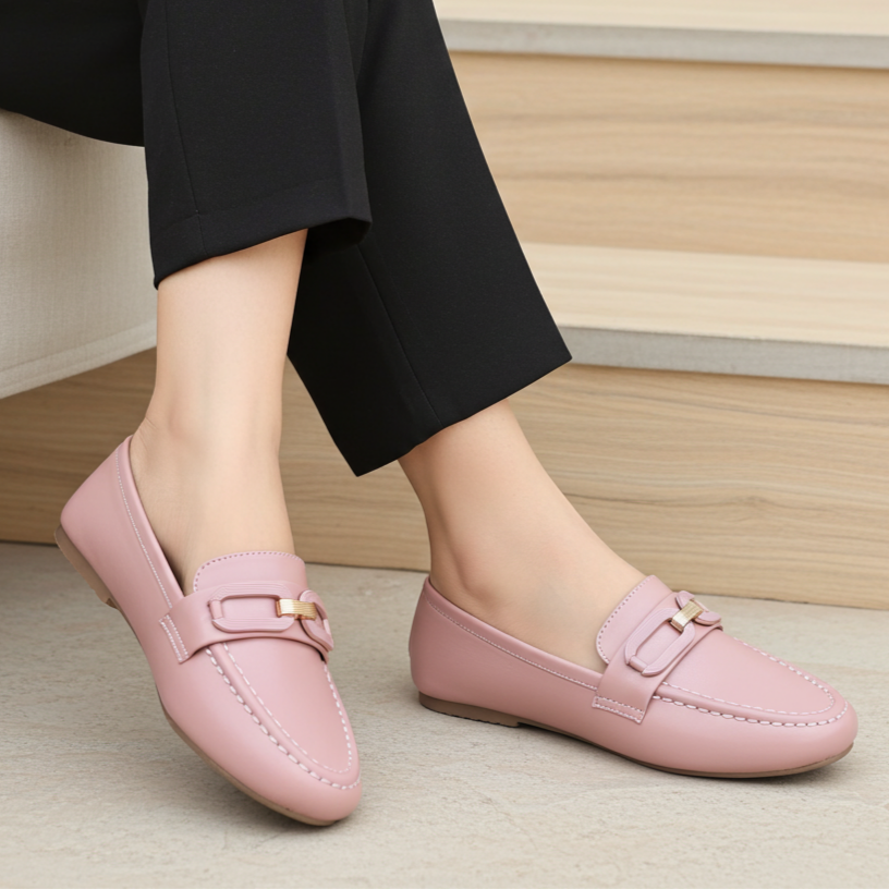Pink Buckle Loafers -8004406