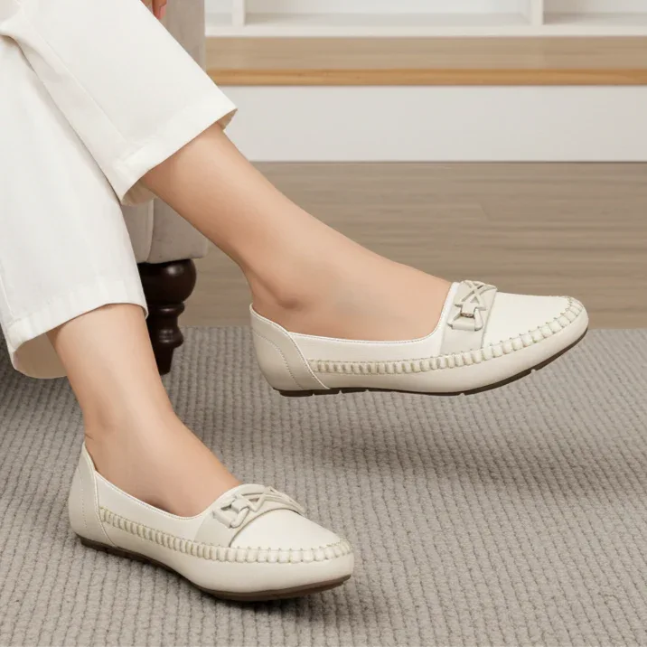 cream dress shoes for women Cream Moccasin Loafers