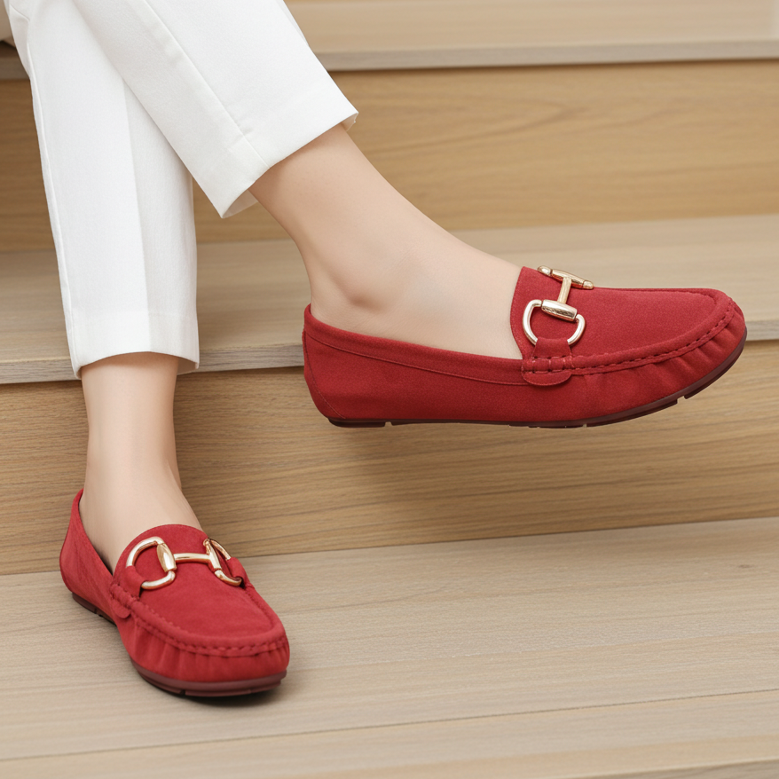 Suede Moccasins - Women's Comfort Loafers 8004360 Maroon