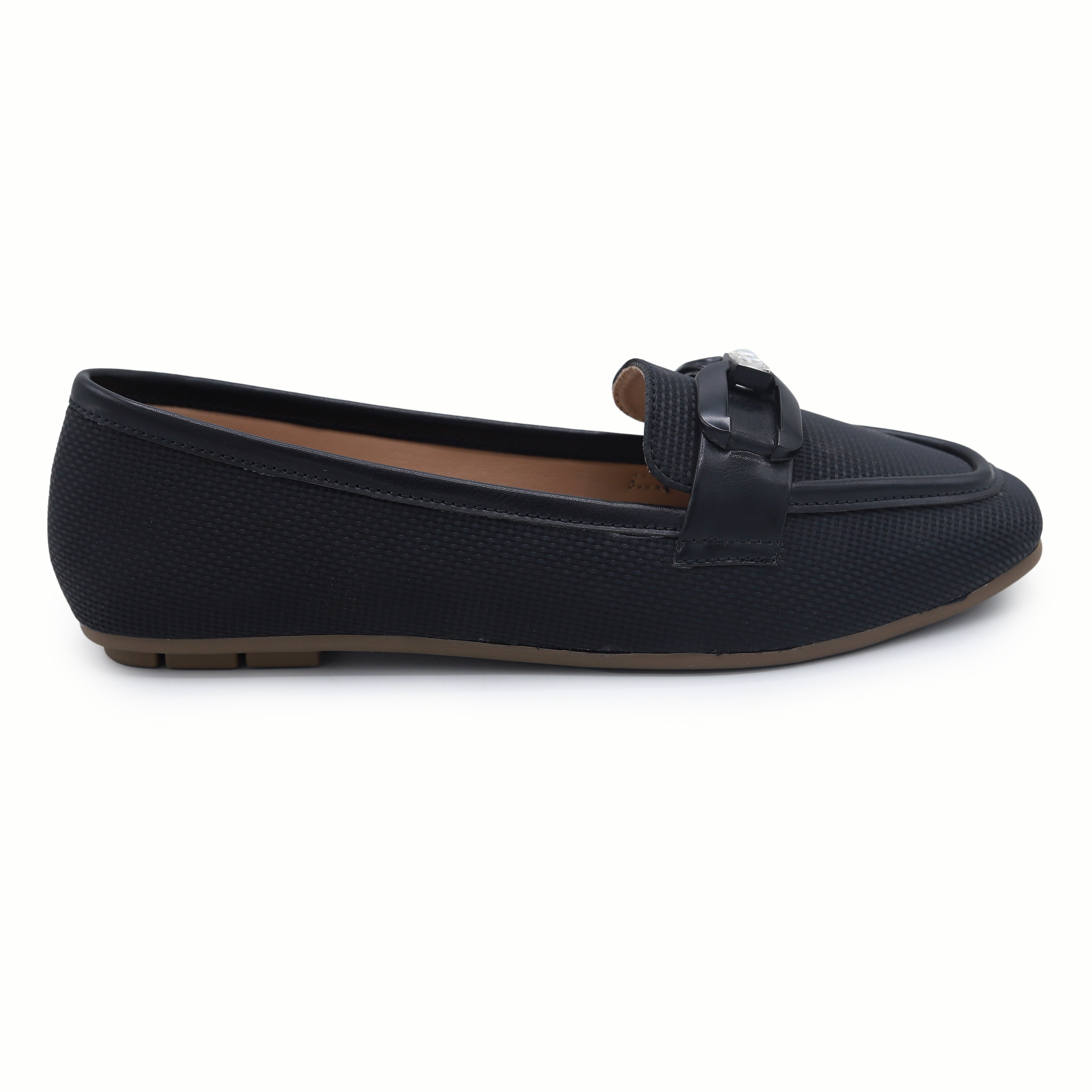 Black Crystal-Buckle Loafers - 8004417
