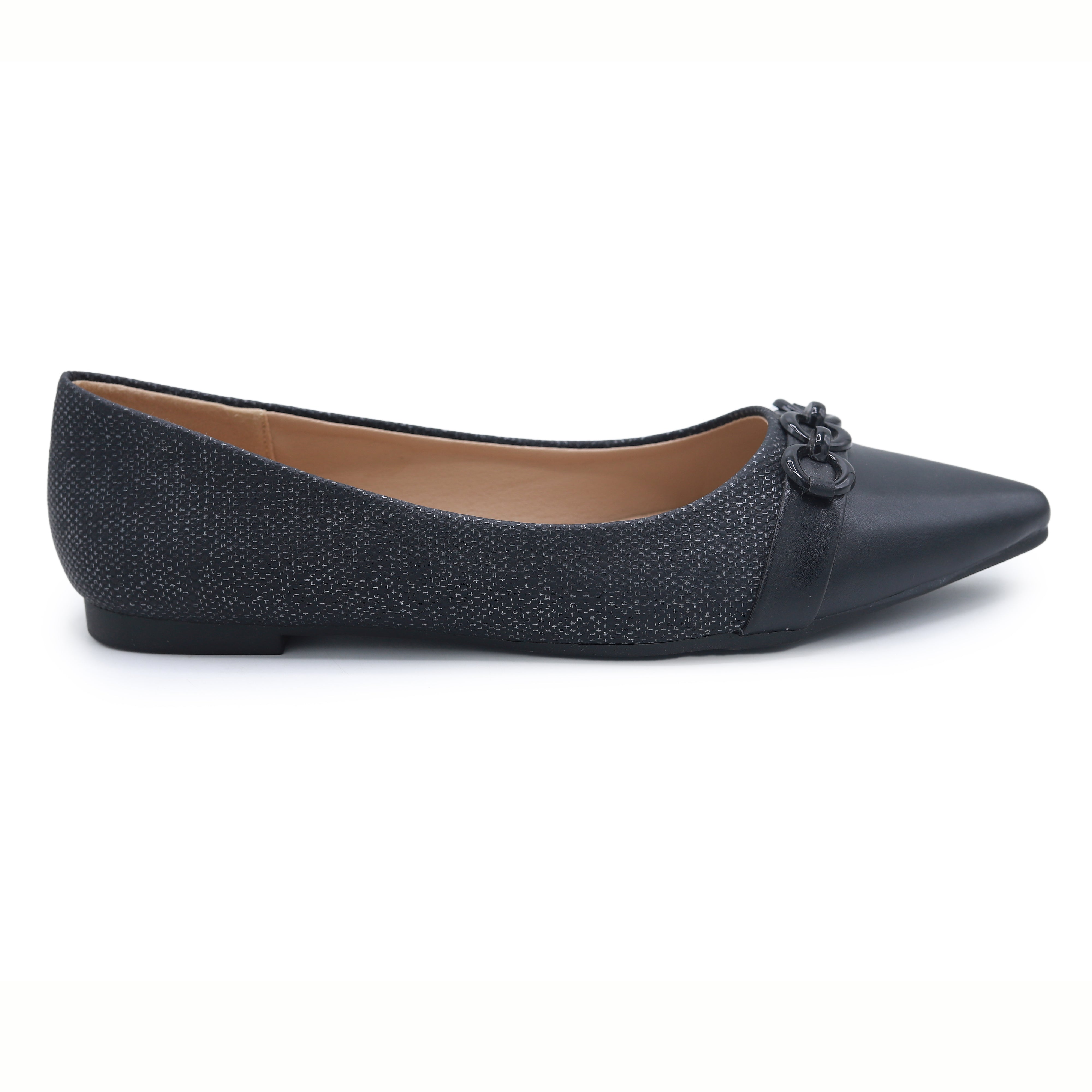 Black Pointed Toe Flats - 8006295