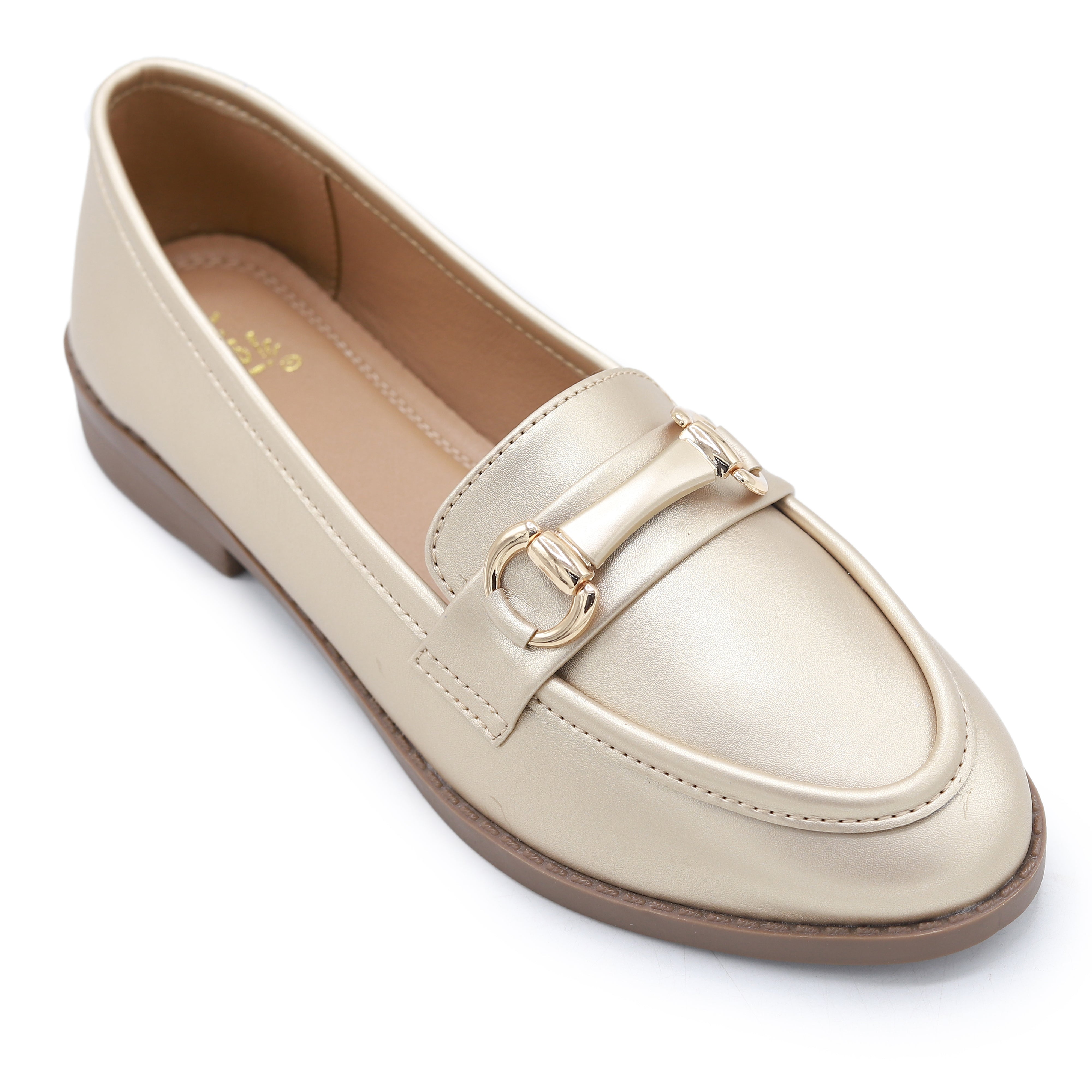 Modern Gold Buckle Loafers - 8004367