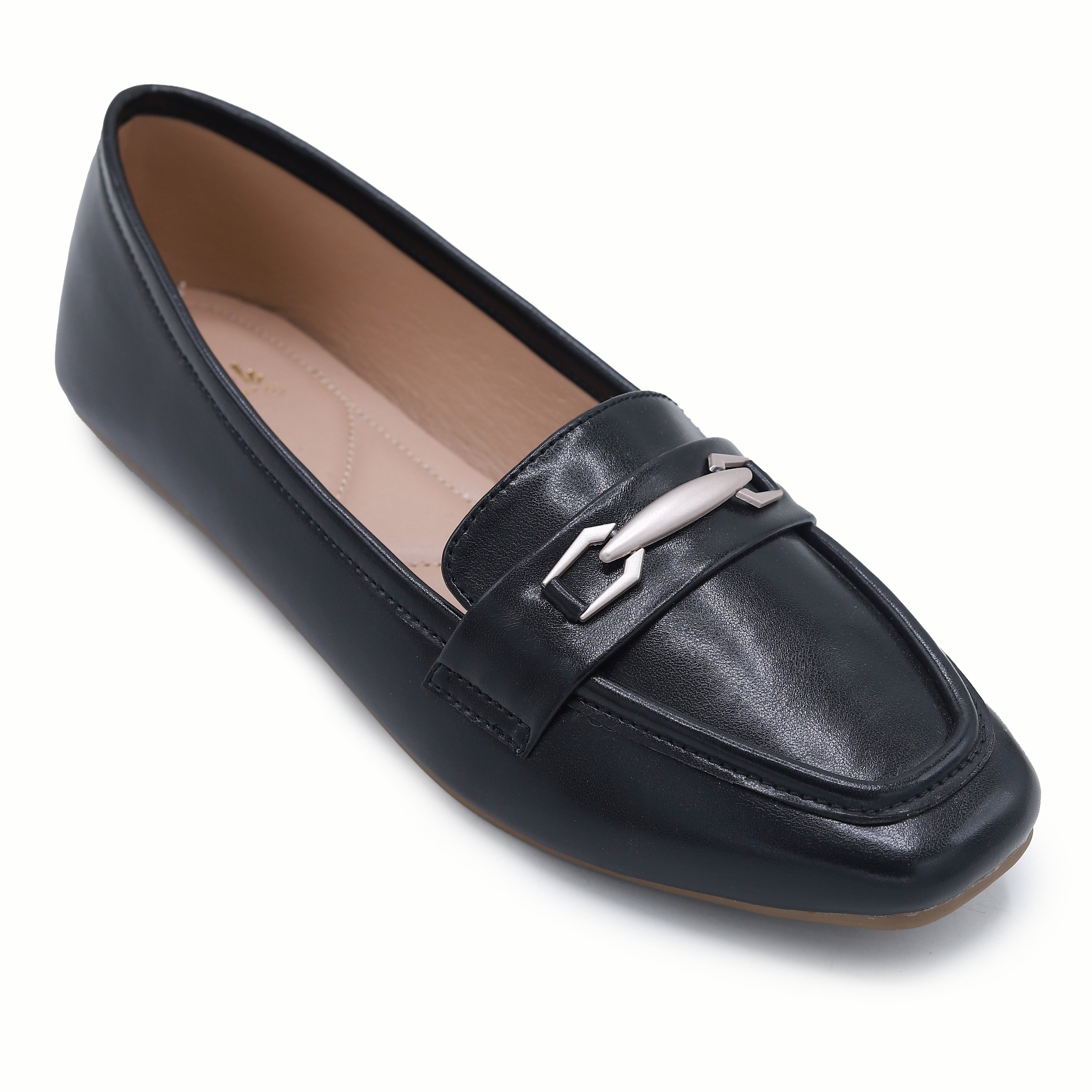 Black ladies moccasin shoes - 8004447