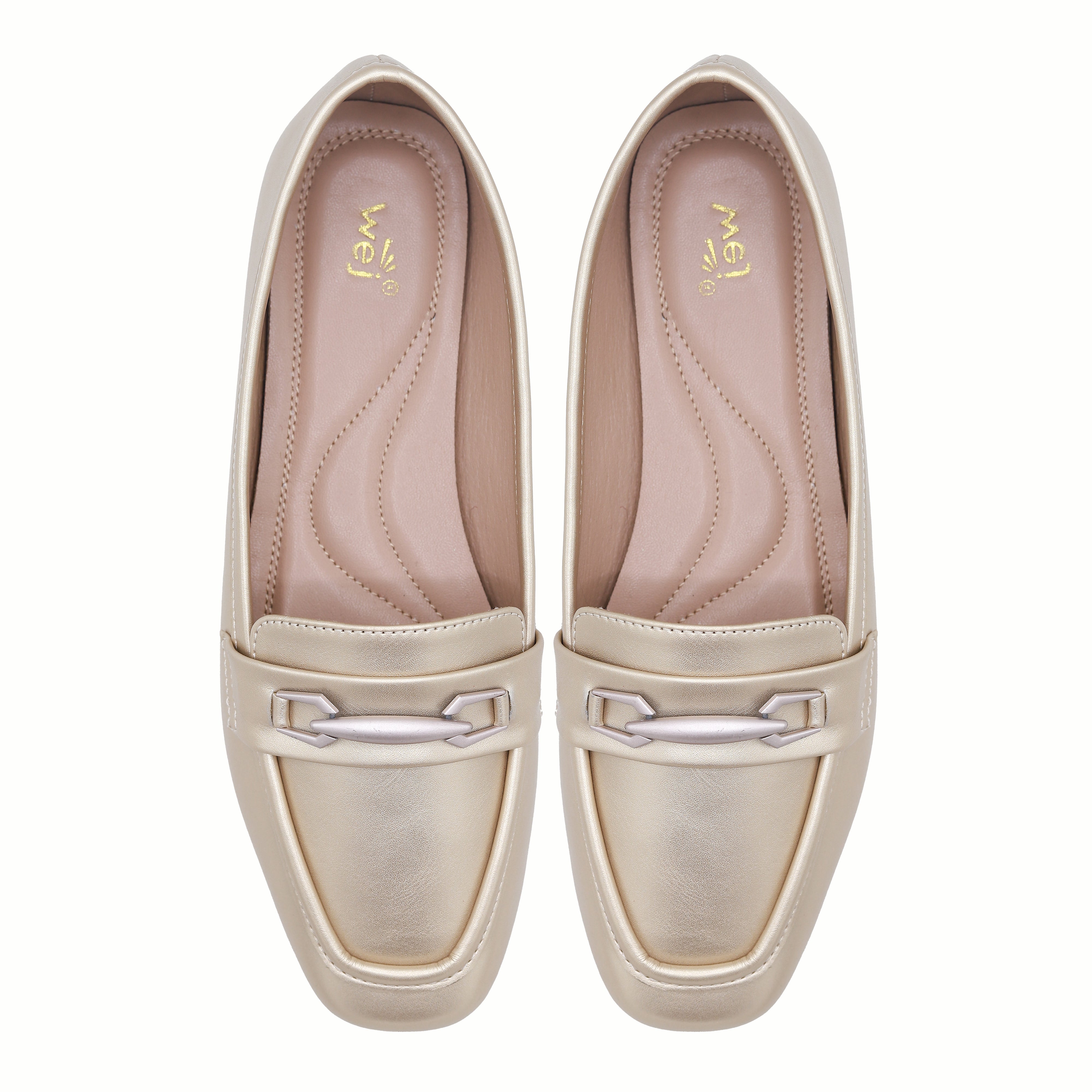 Gold ladies moccasin shoes - 8004447