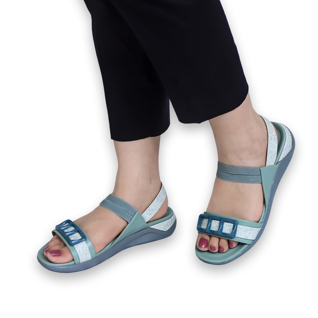 Mint Teal Buckle Strap Comfort Sandals - 8002238