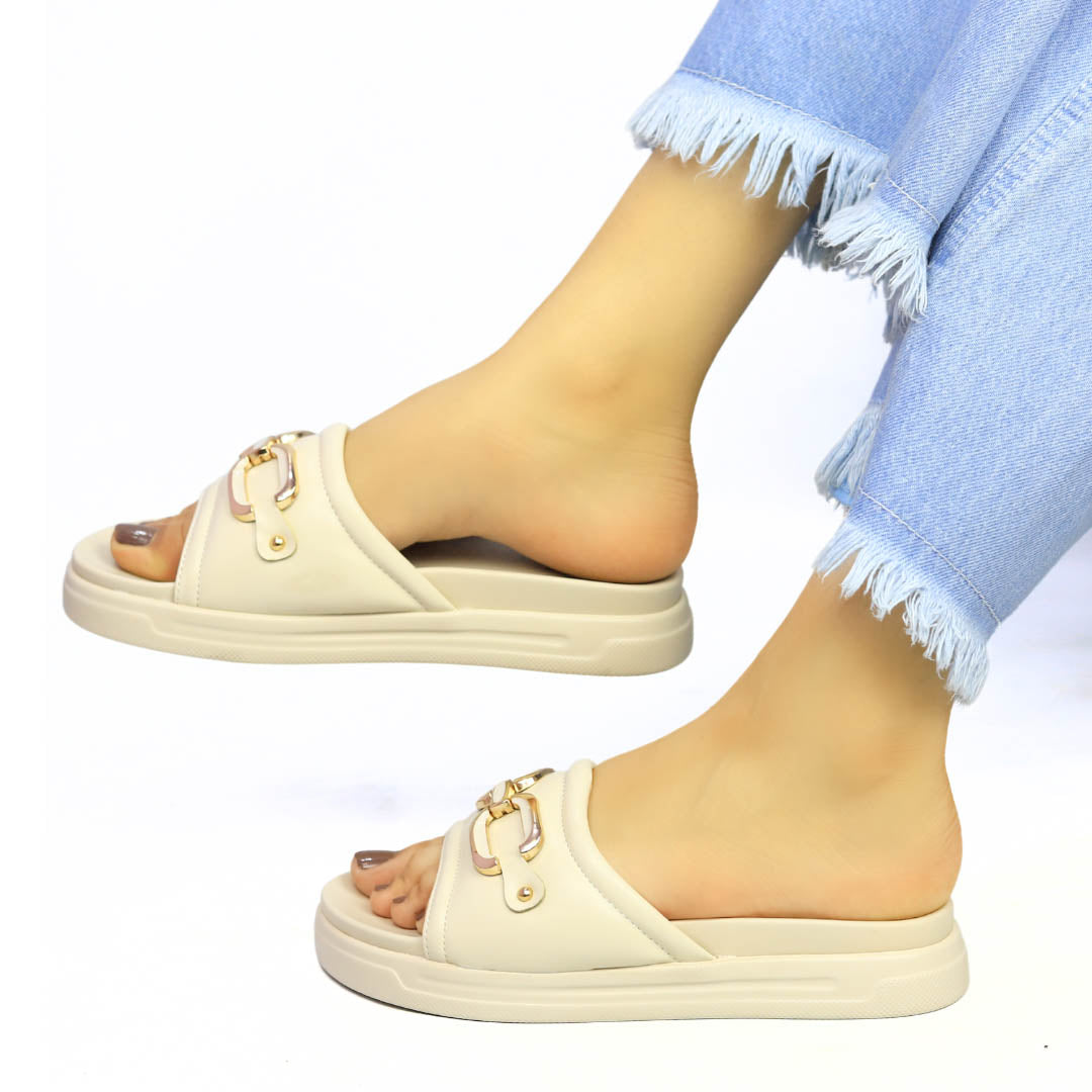 Fawn Elegant Buckle Softy Slides - 8003431