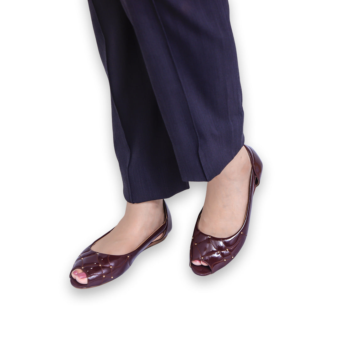 Maroon Ballet Flats - Women Pumps / 8007155