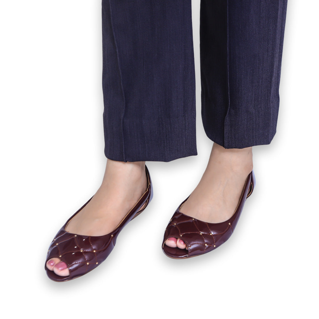 Maroon Ballet Flats - Women Pumps / 8007155