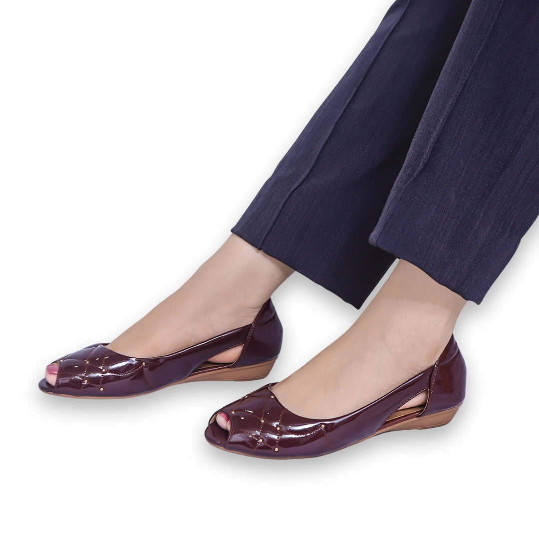 Maroon Ballet Flats - Women Pumps / 8007155