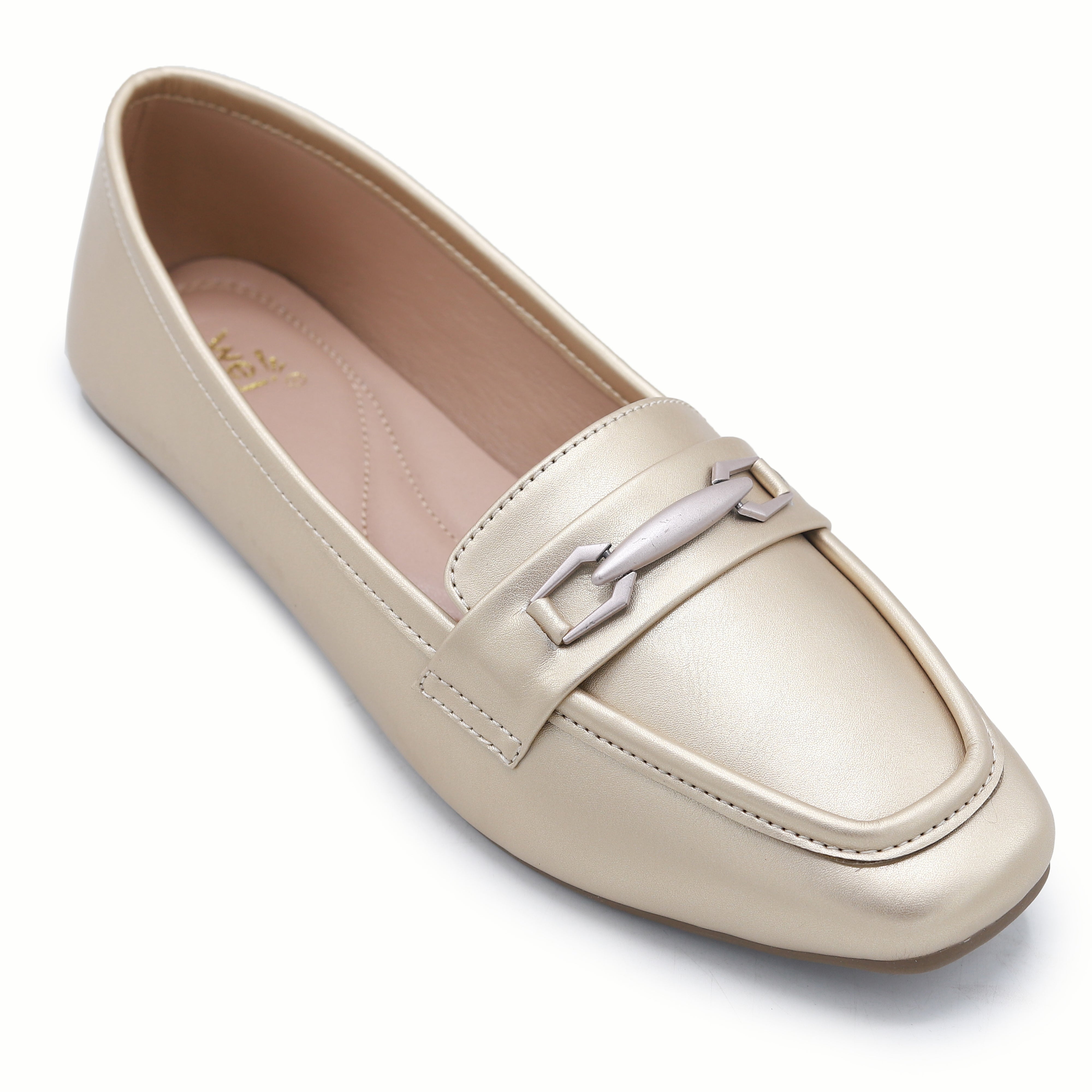 Gold ladies moccasin shoes - 8004447