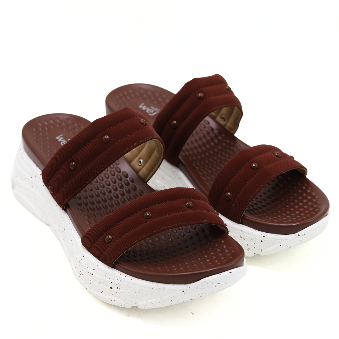 Maroon WEJ Double Strap Slippers – 8003503