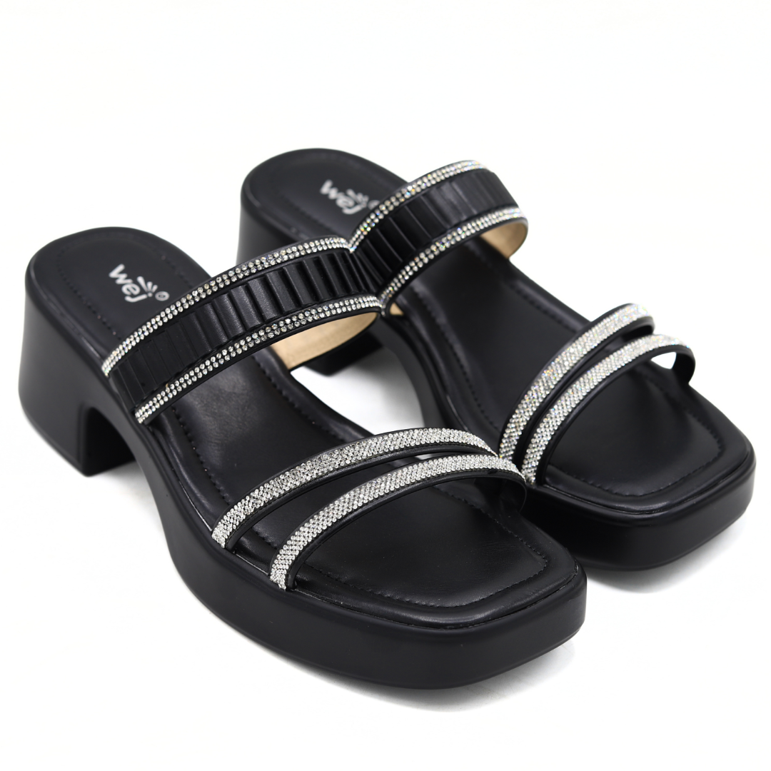 Chic Black Block Heels - 8003448
