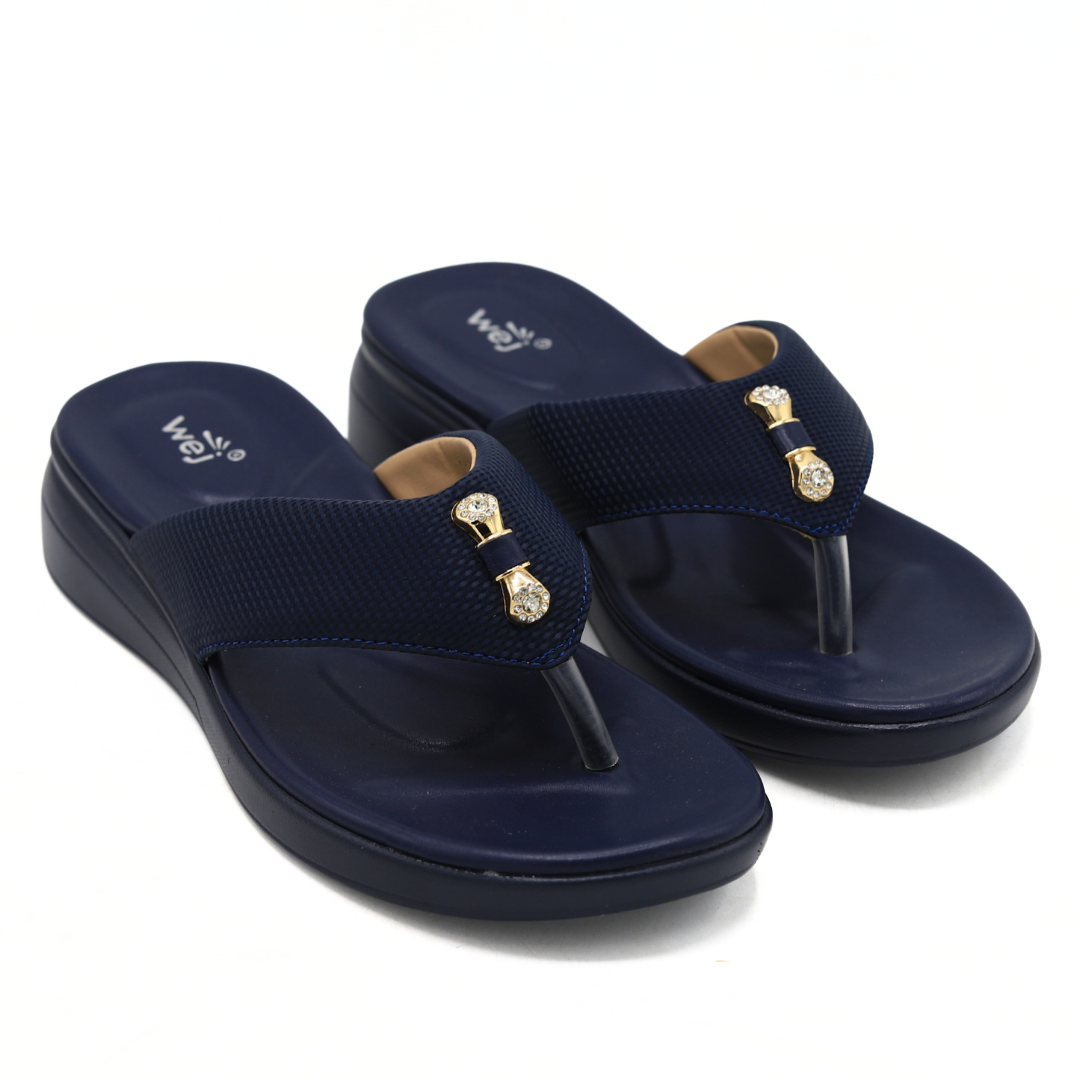 Navy Casual Leather Flip-Flops - 800194