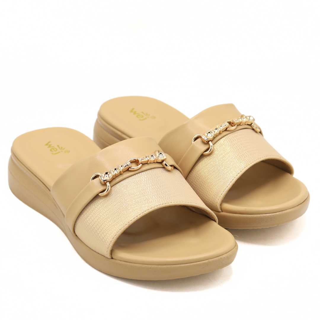 Golden Elegant Buckle Softy Slides - 8003493