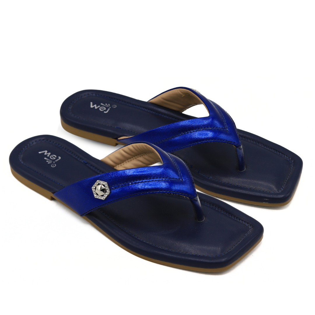 Navy Flip Flop Flats – 800186