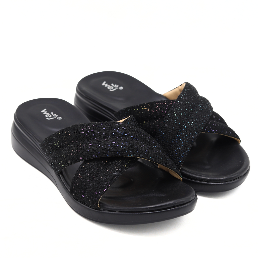 Women’s Black Slip-On Slippers - 8003491