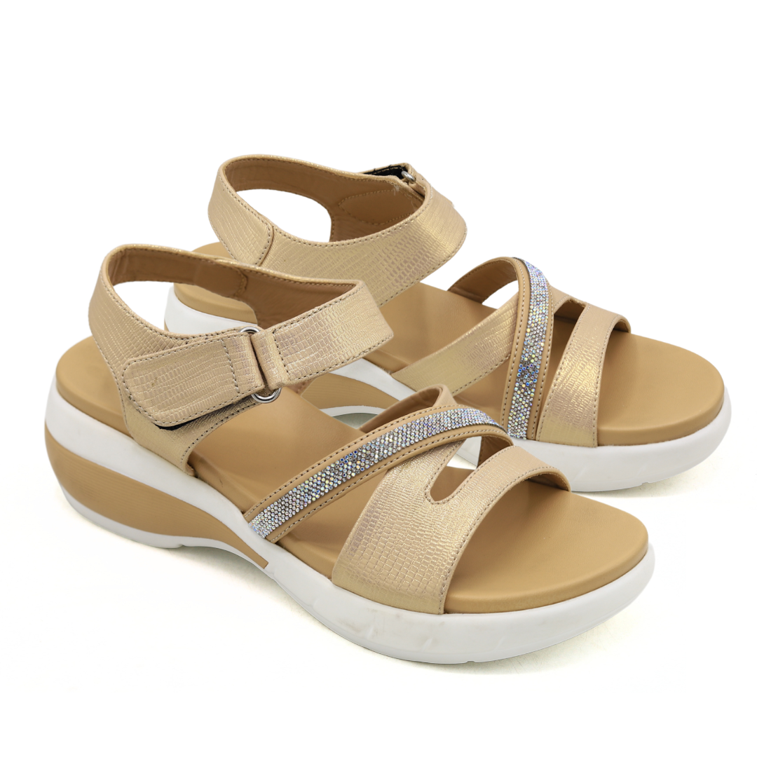 Gold Comfort Strap Sandals - 8002306