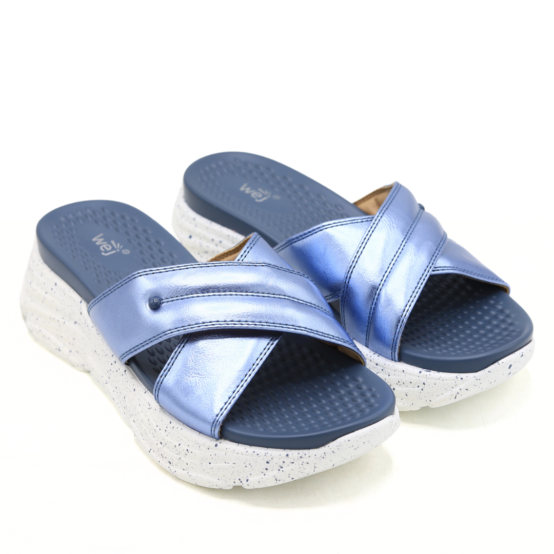 Women’s Blue Criss Cross Slippers - 8003505