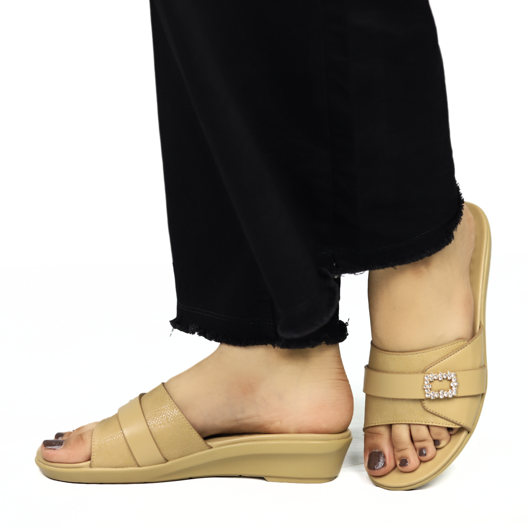 Beige Flat Slippers - 8003452