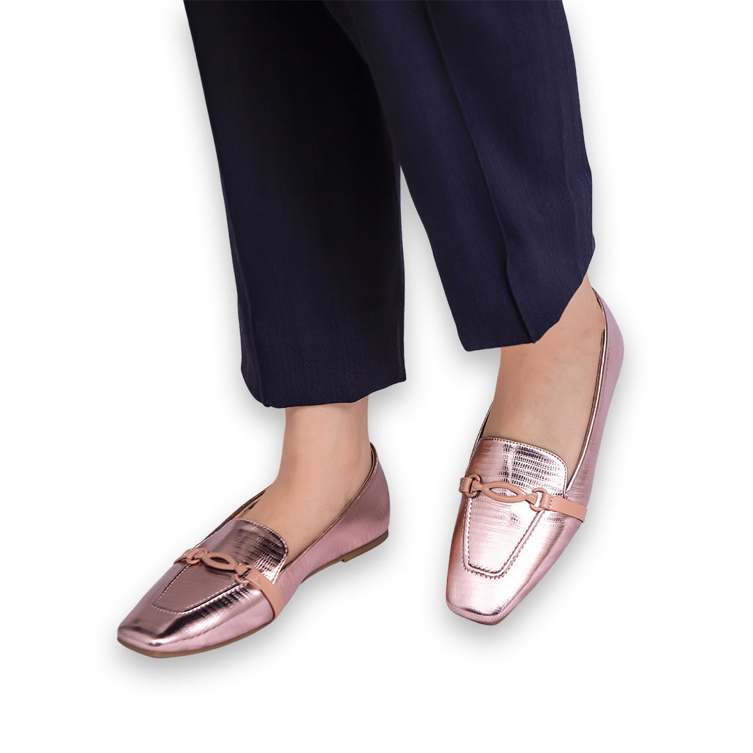 Pink Metallic Loafers - 8006209