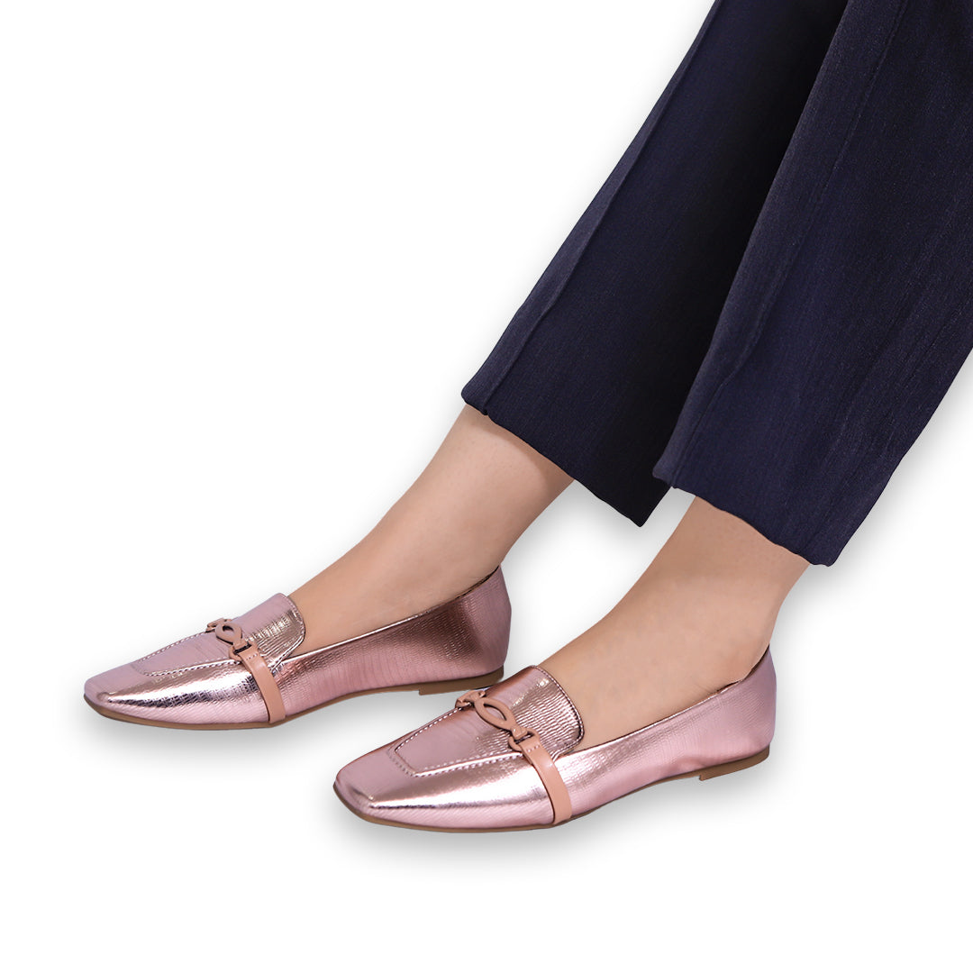Pink Metallic Loafers - 8006209