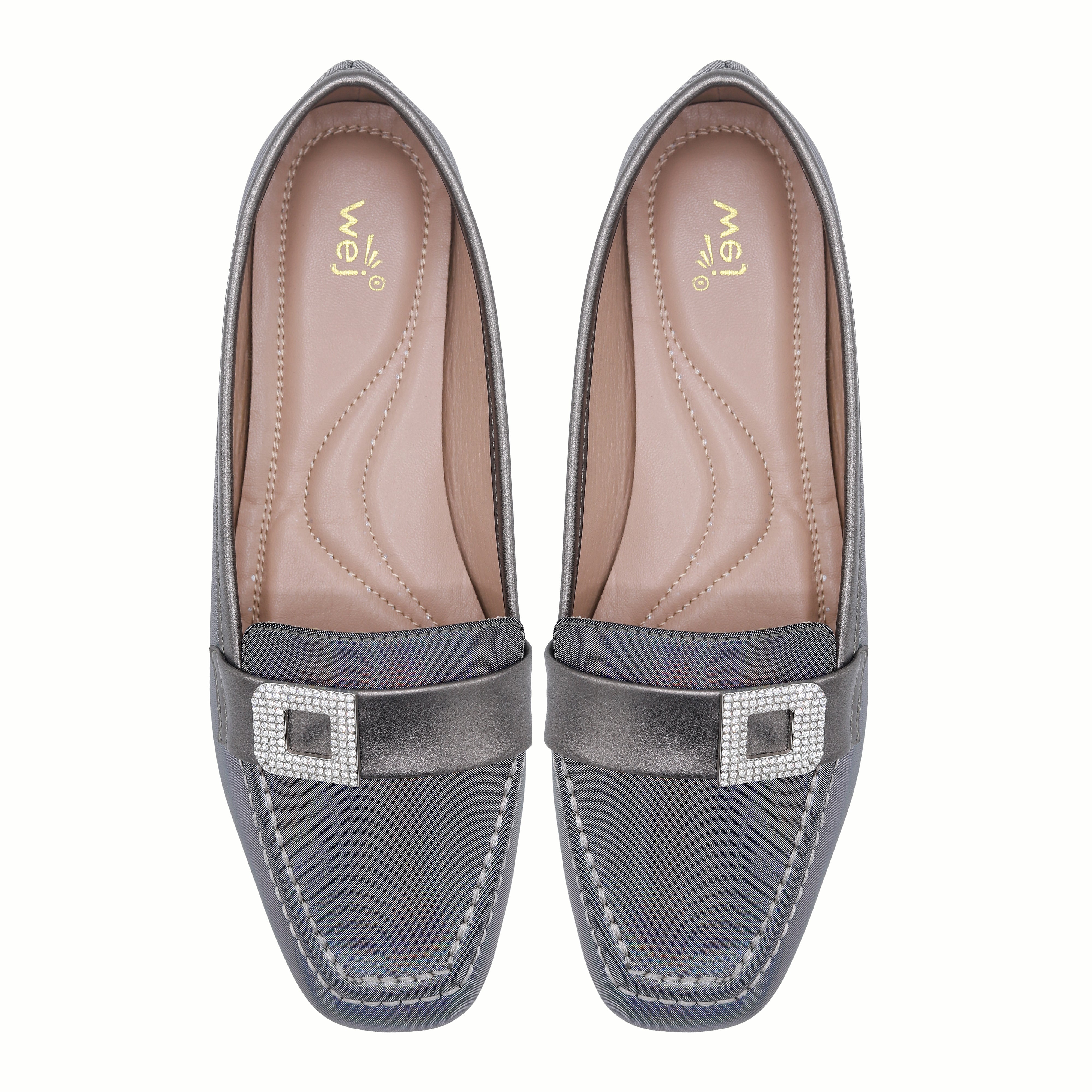Grey Diamante Loafer for Women - 8004414