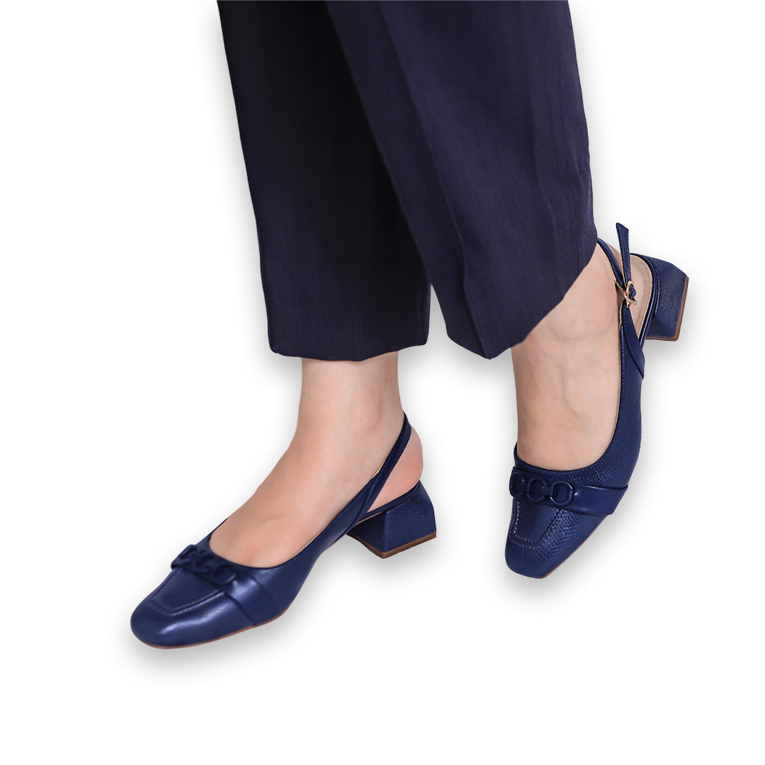 Navy Slingback Block Heels - 810293