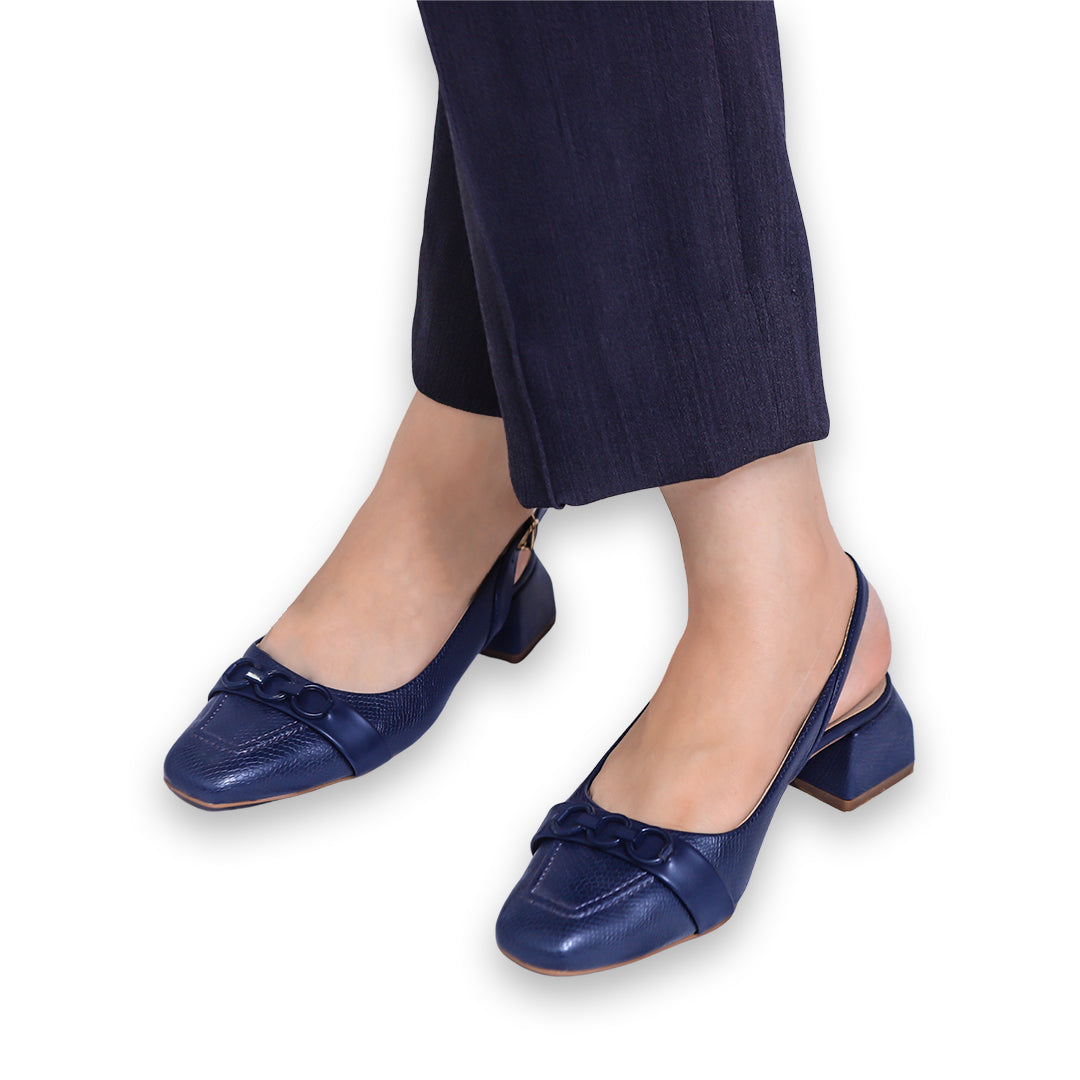Navy Slingback Block Heels - 810293
