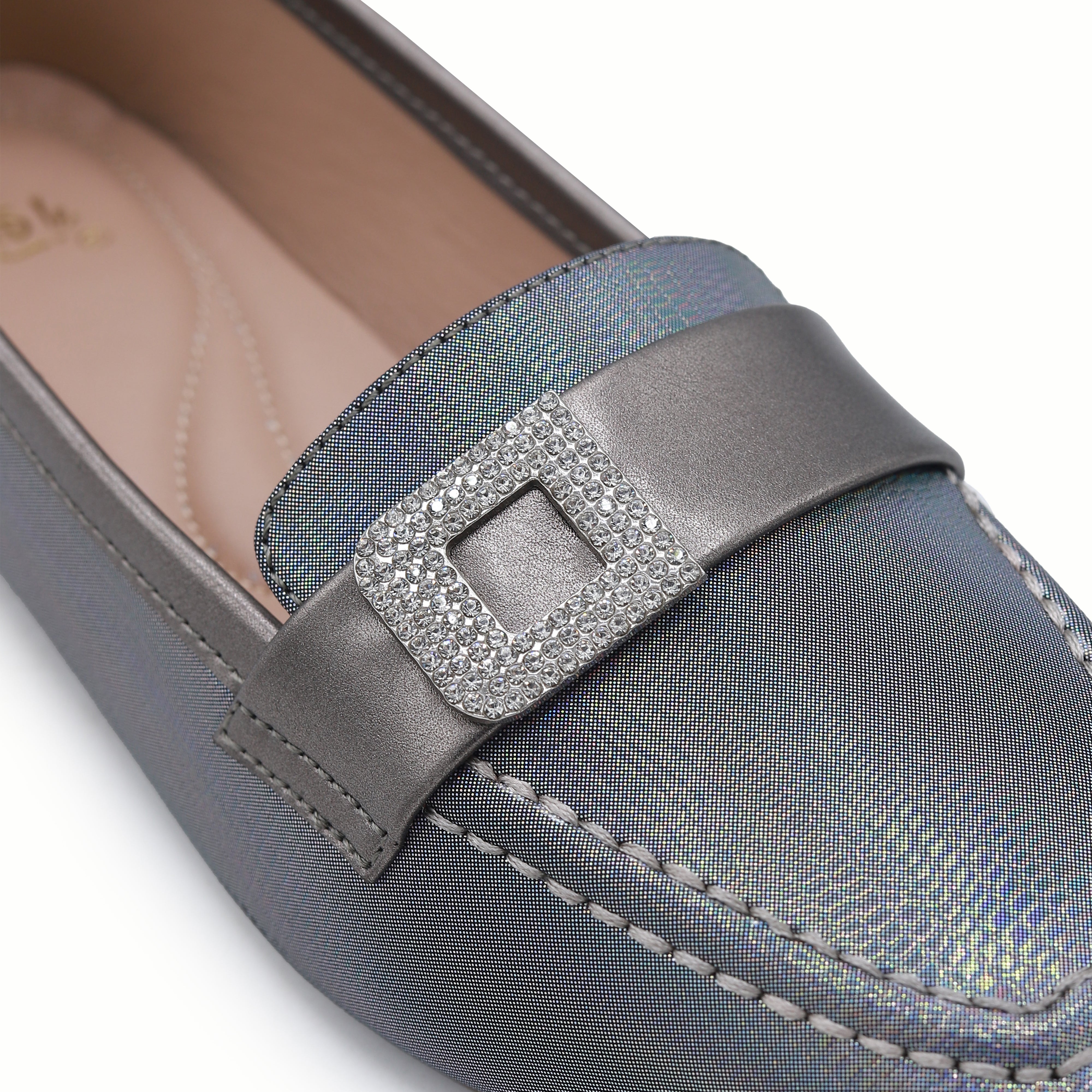 Grey Diamante Loafer for Women - 8004414