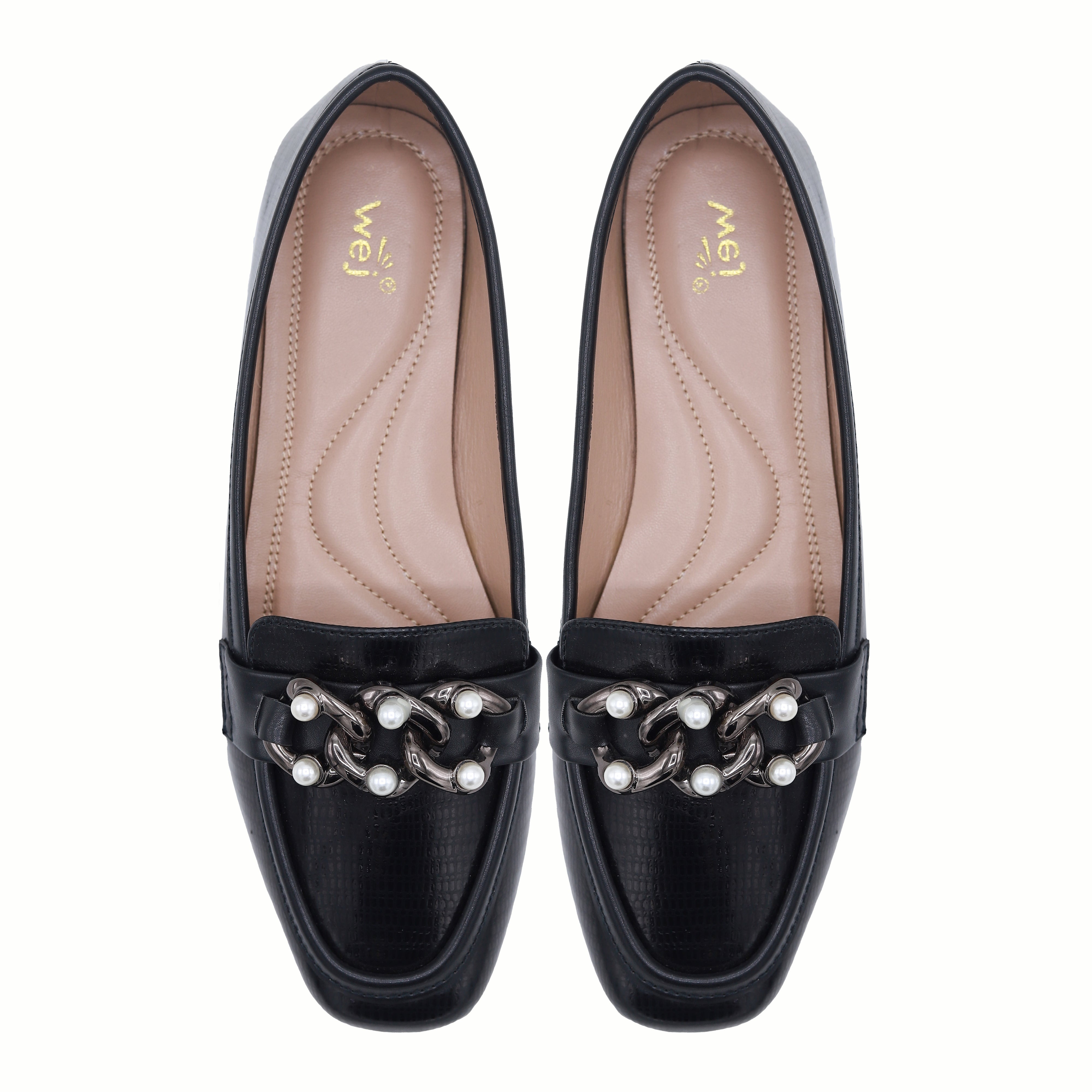 Black Crystal-Buckle Loafers - 8004445