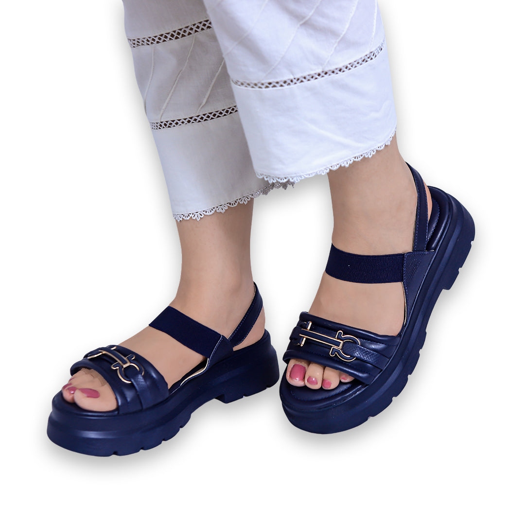 Navy Buckle Strap Sandals - 8002198