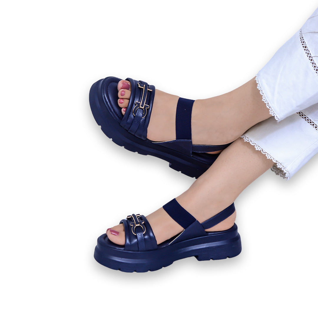 Navy Buckle Strap Sandals - 8002198