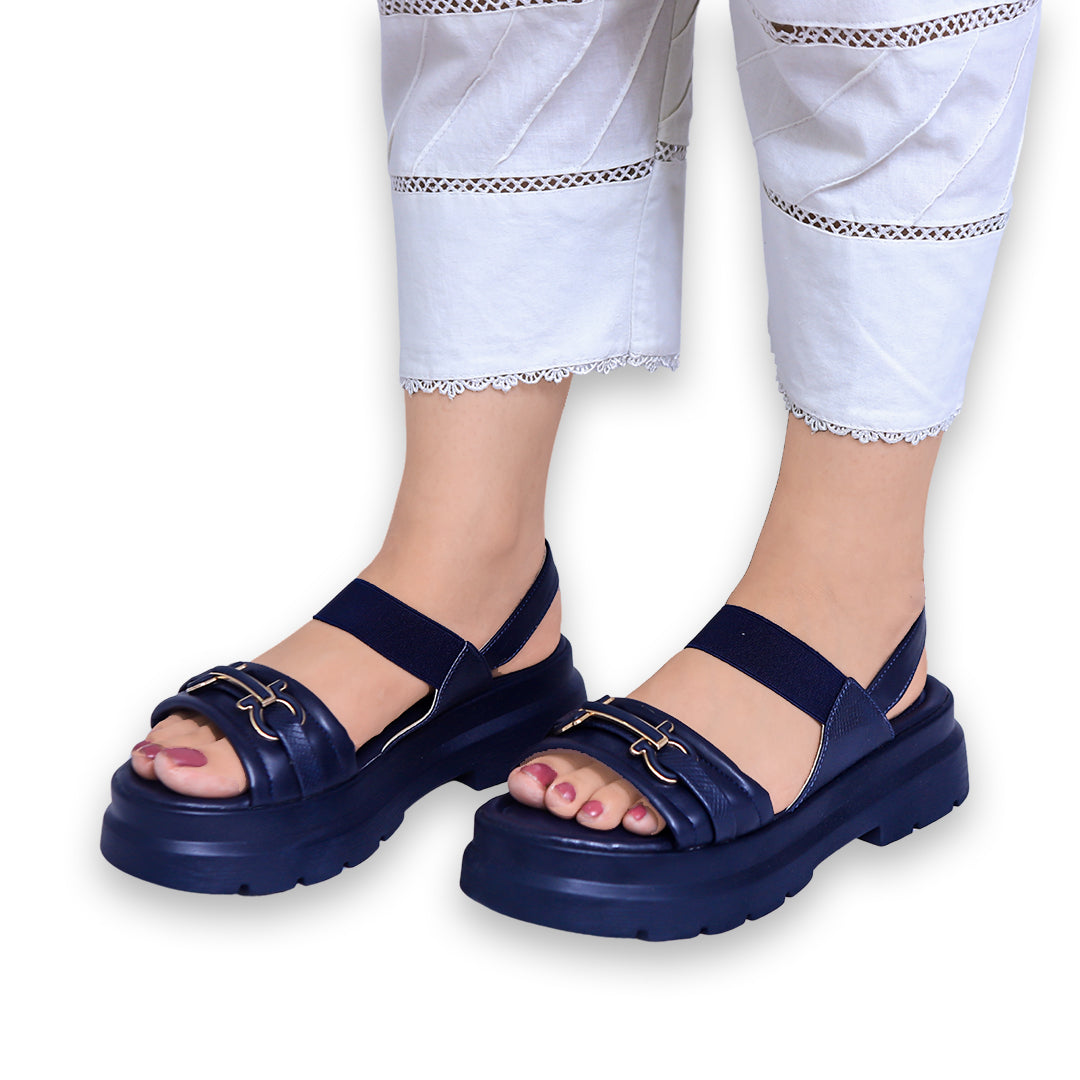 Navy Buckle Strap Sandals - 8002198