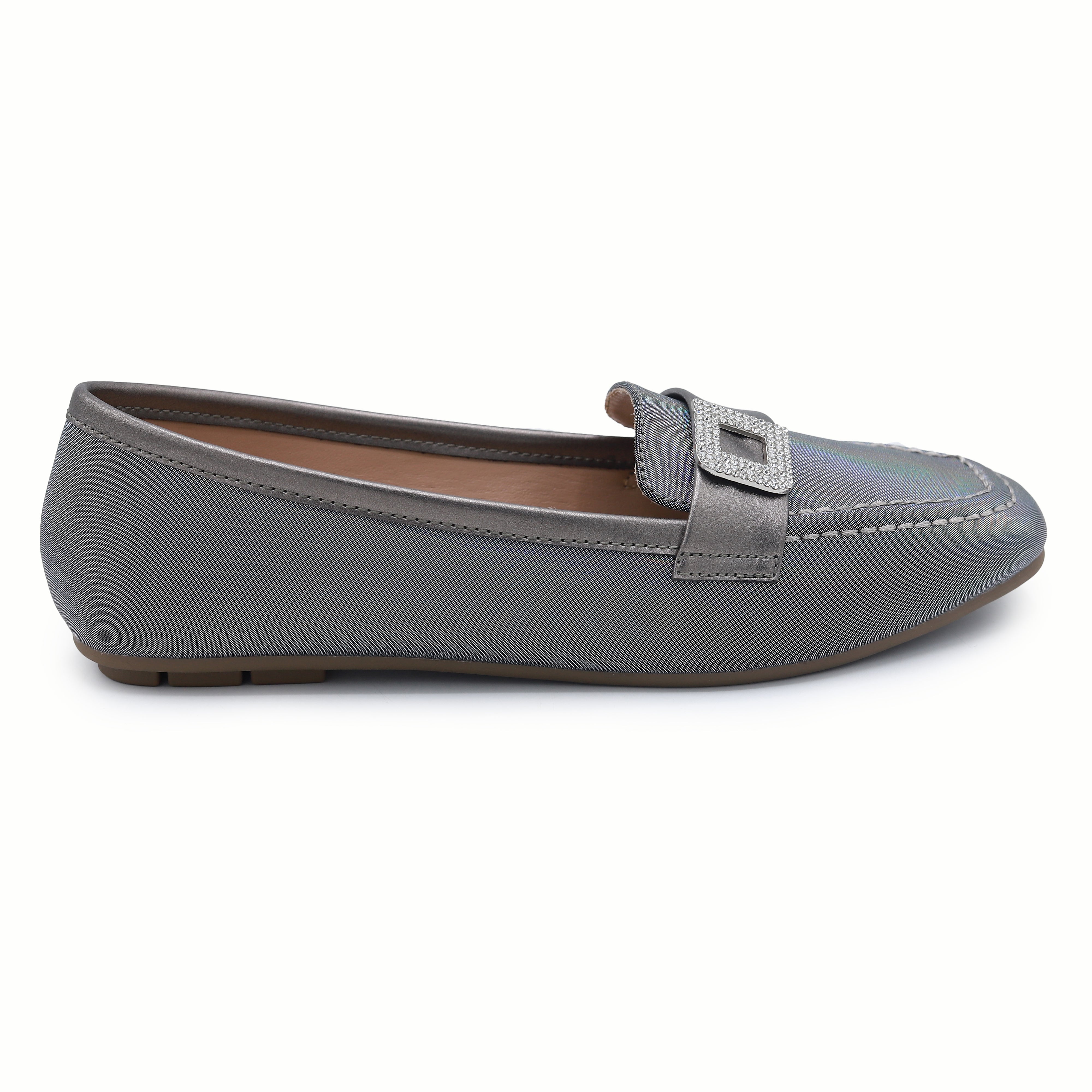 Grey Diamante Loafer for Women - 8004414