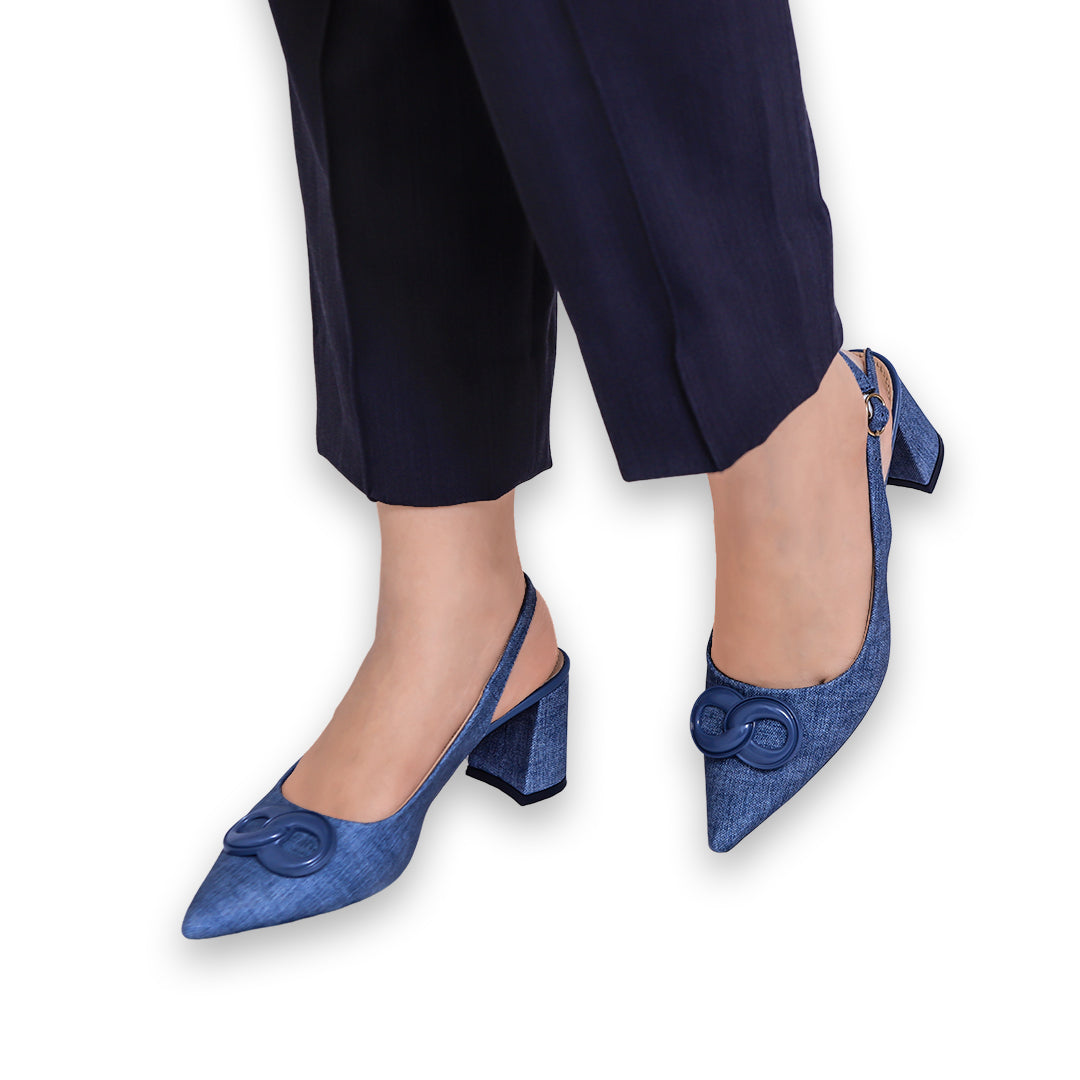 Blue Sling back Square Heel Sandal / 8102147