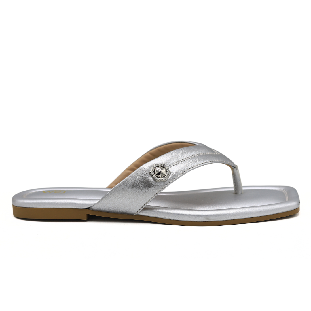 Silver Flip Flop Flats – 800186
