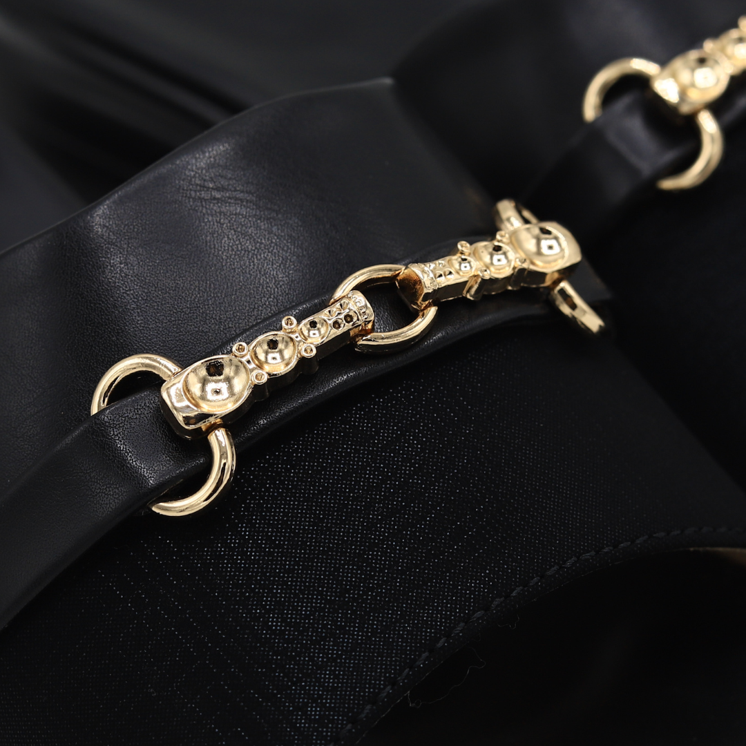 Black Elegant Buckle Softy Slides - 8003493