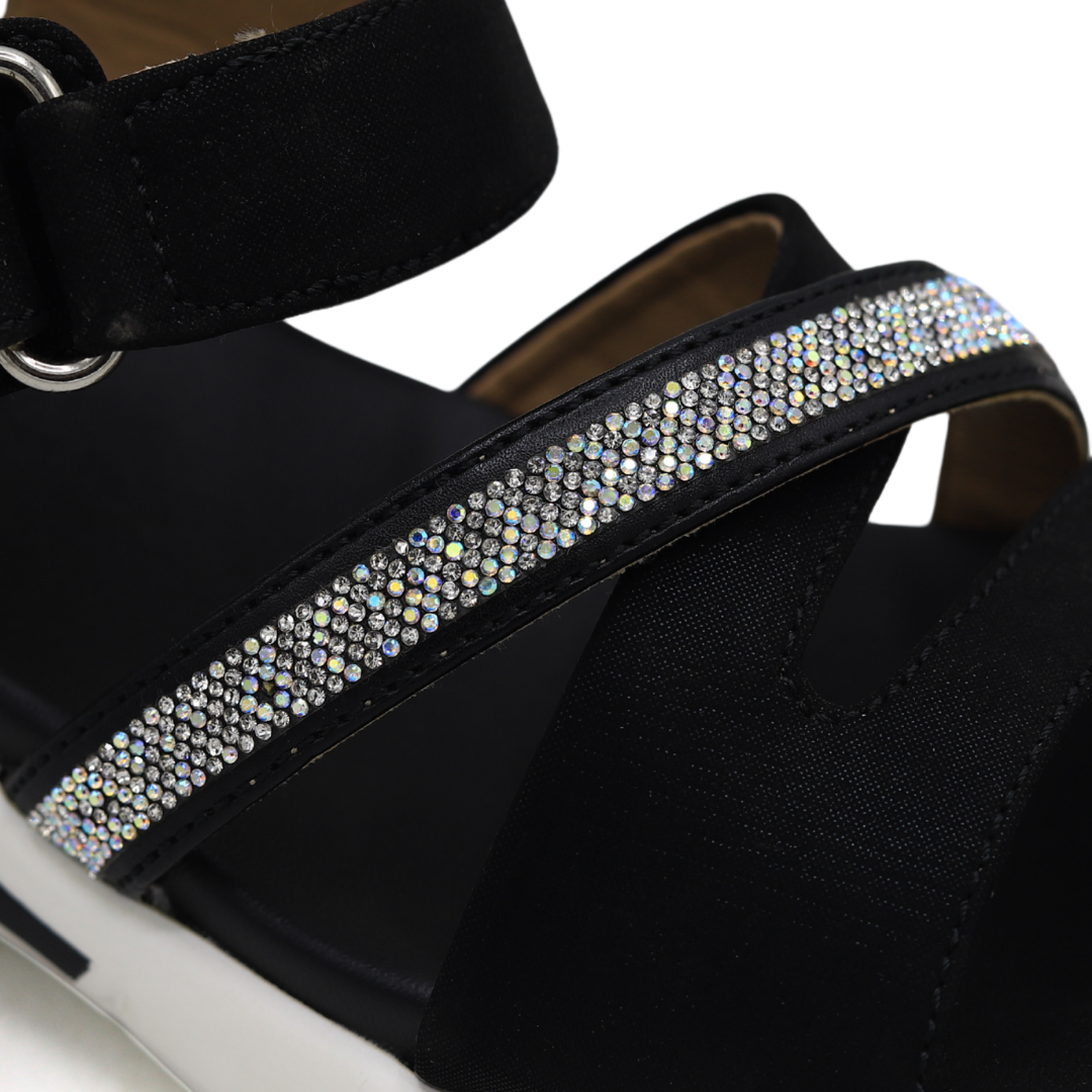 Black Comfort Strap Sandals - 8002306