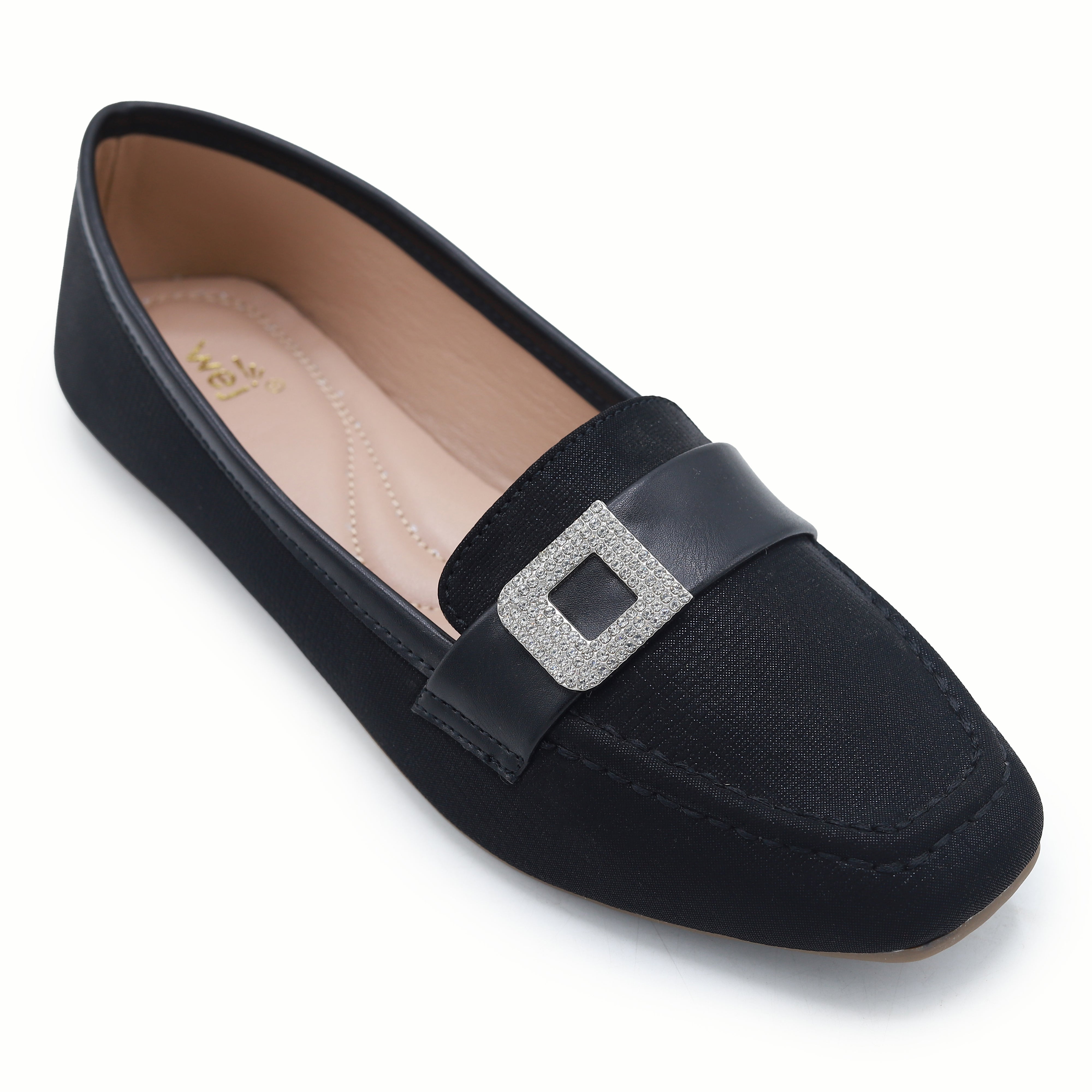 Black Ladies Moccasin Shoes - 8004414
