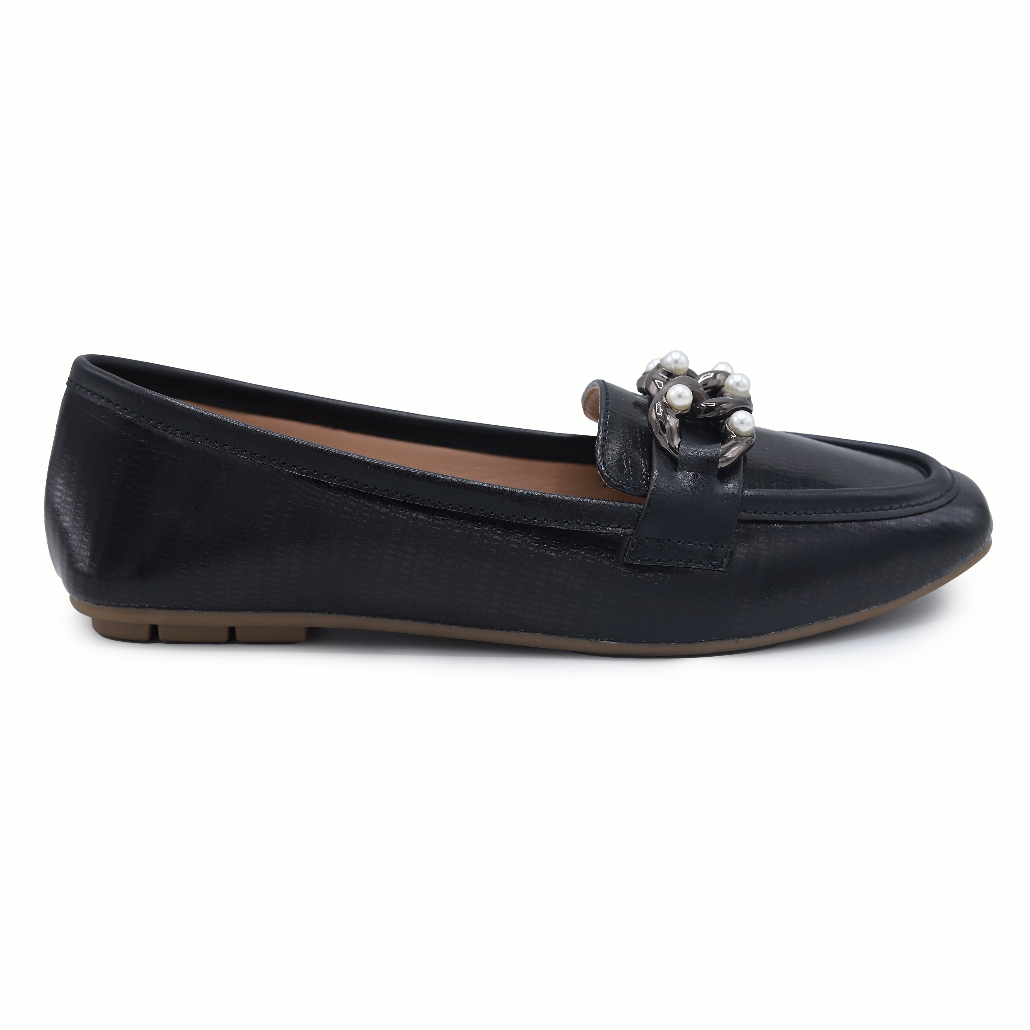 Black Crystal-Buckle Loafers - 8004445