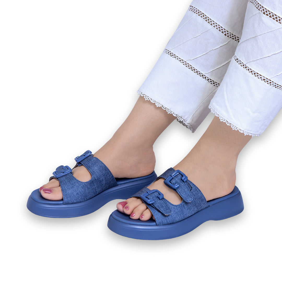 Blue Double Buckle Slides - 8003498