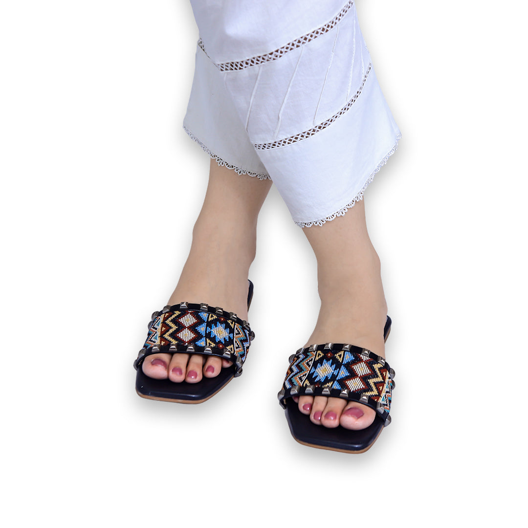 Black Flat Slides - 8003403